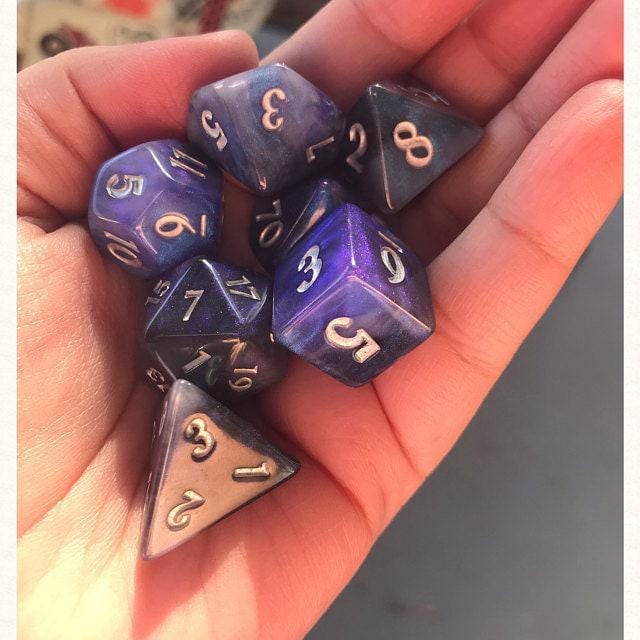 Dreamveil Opal Dice Set - Iridescent Blue & Purple