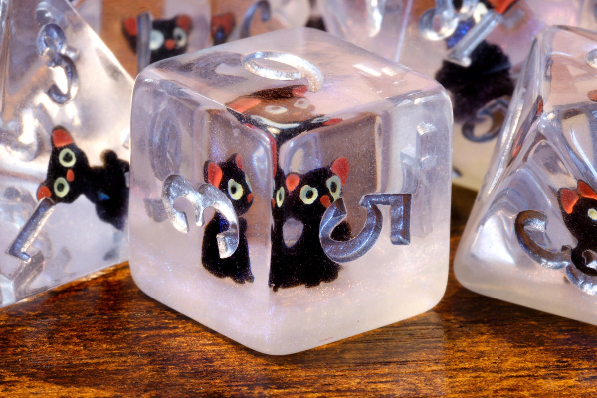 Black Cat Dice Set white layer