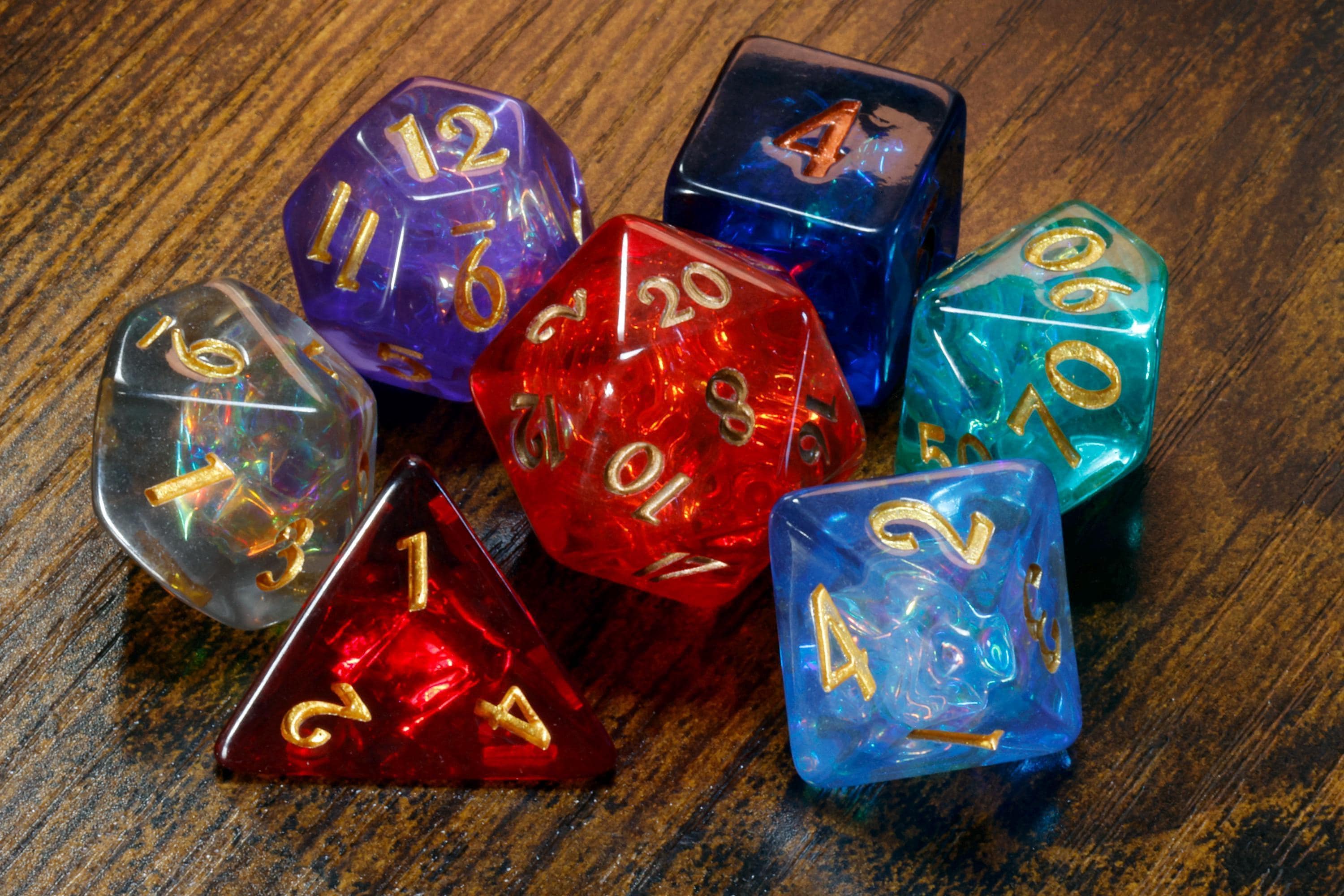 Infinity Opal Dice Set - Multicolor Holographic