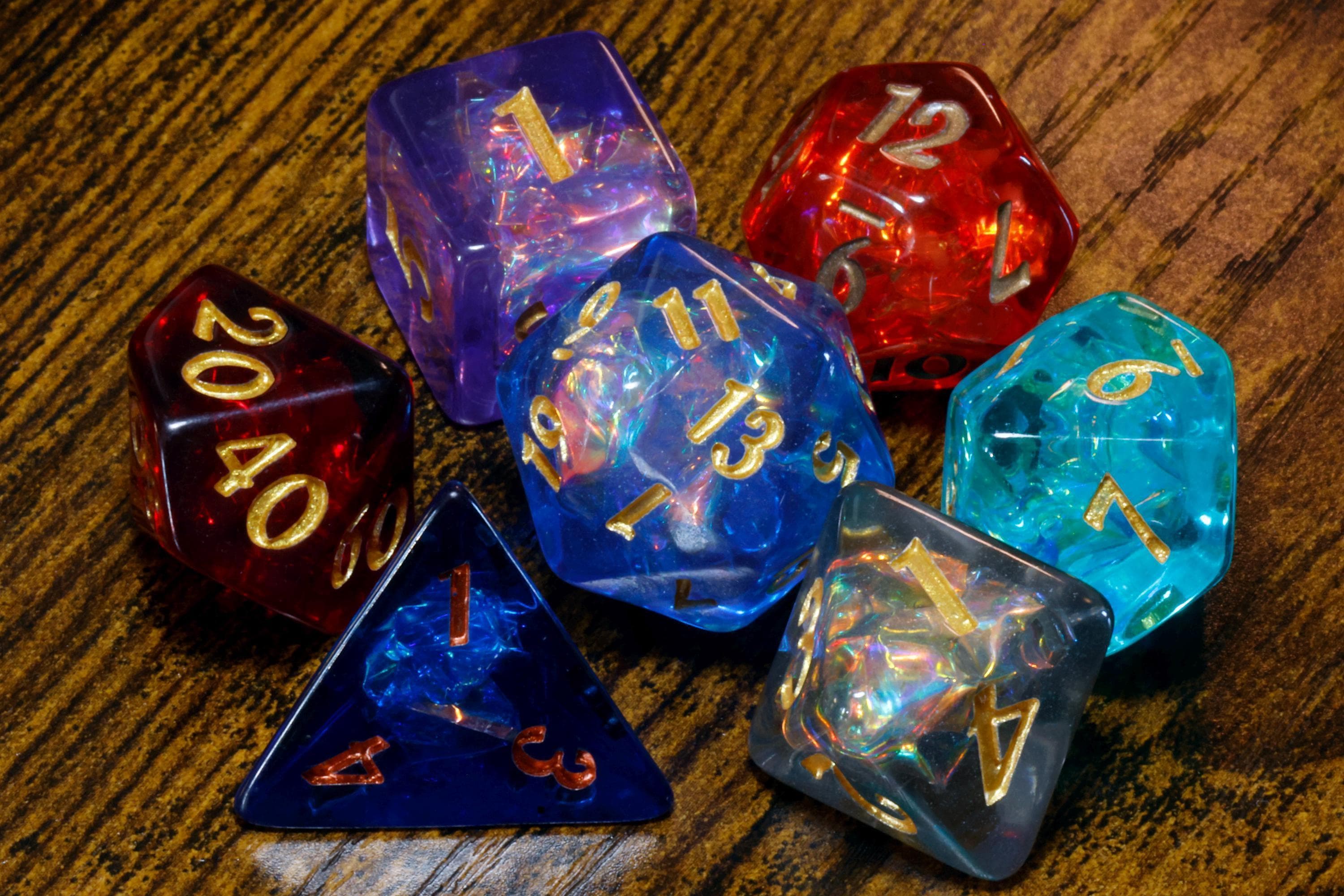 Infinity Opal Dice Set - Multicolor Holographic