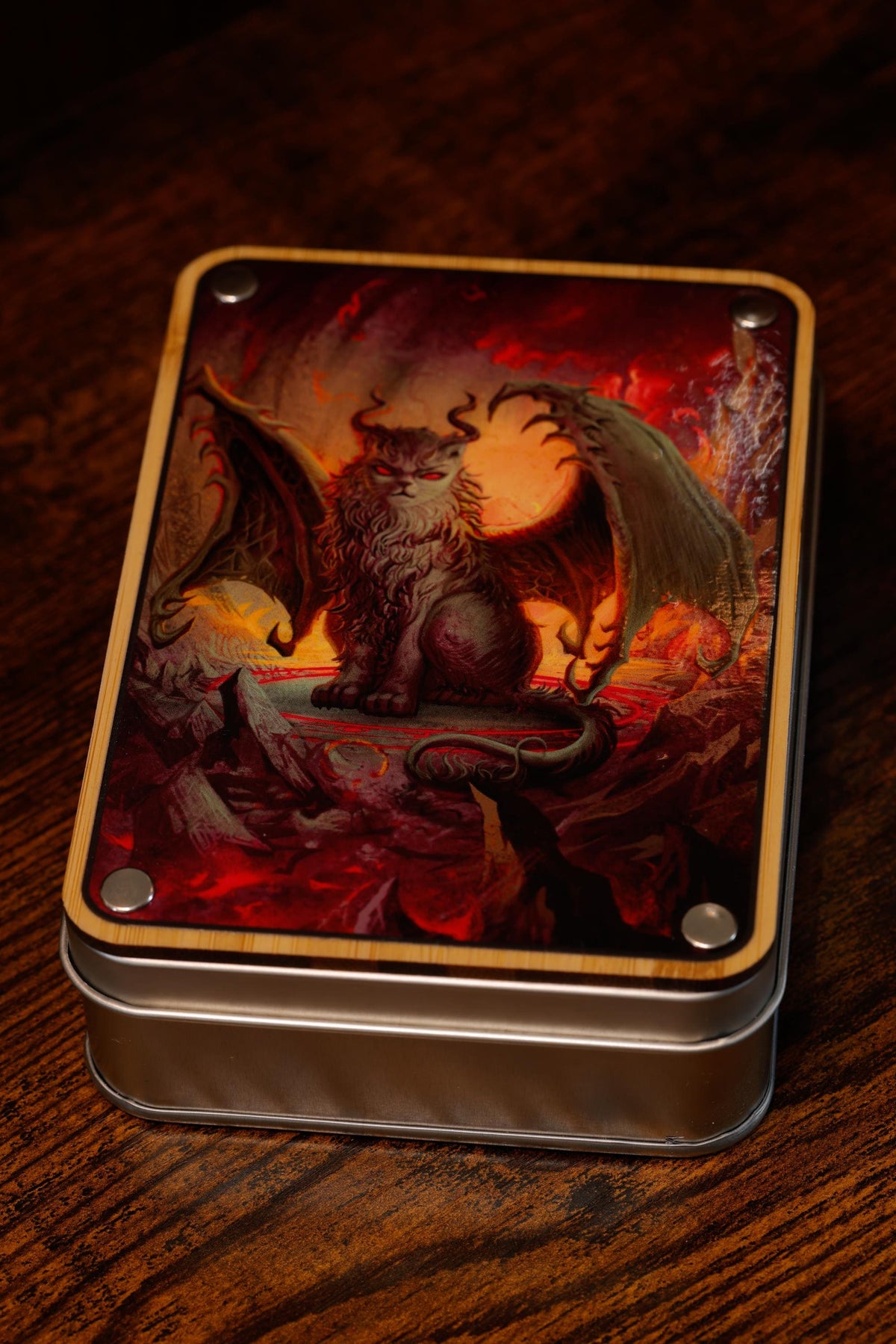 Tiefling Cat Dice Box with 11-Piece Demonic Cat Dice Set