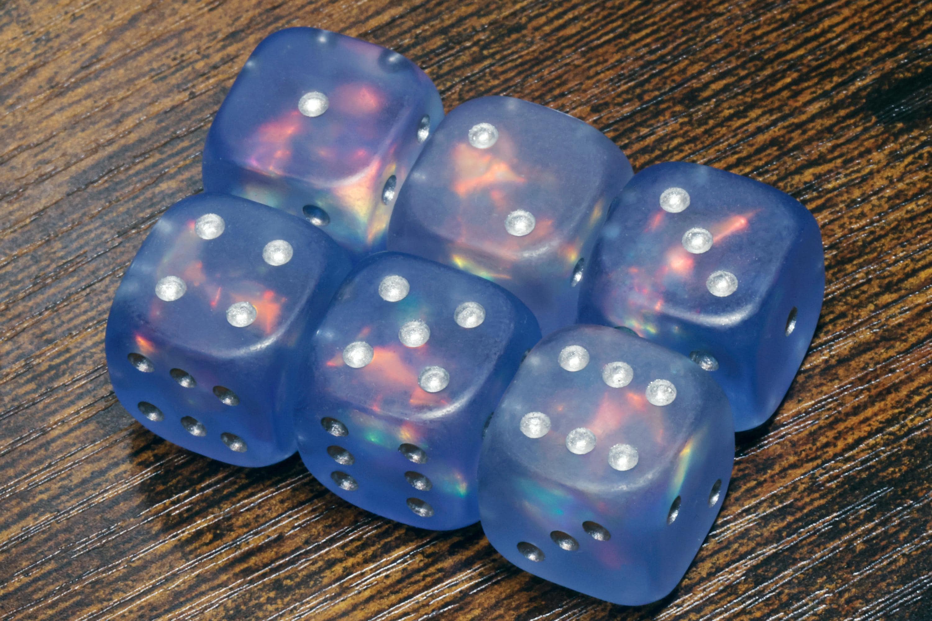 Frost Faerie Opal Pip D6 Dice Set - Frosted Blue