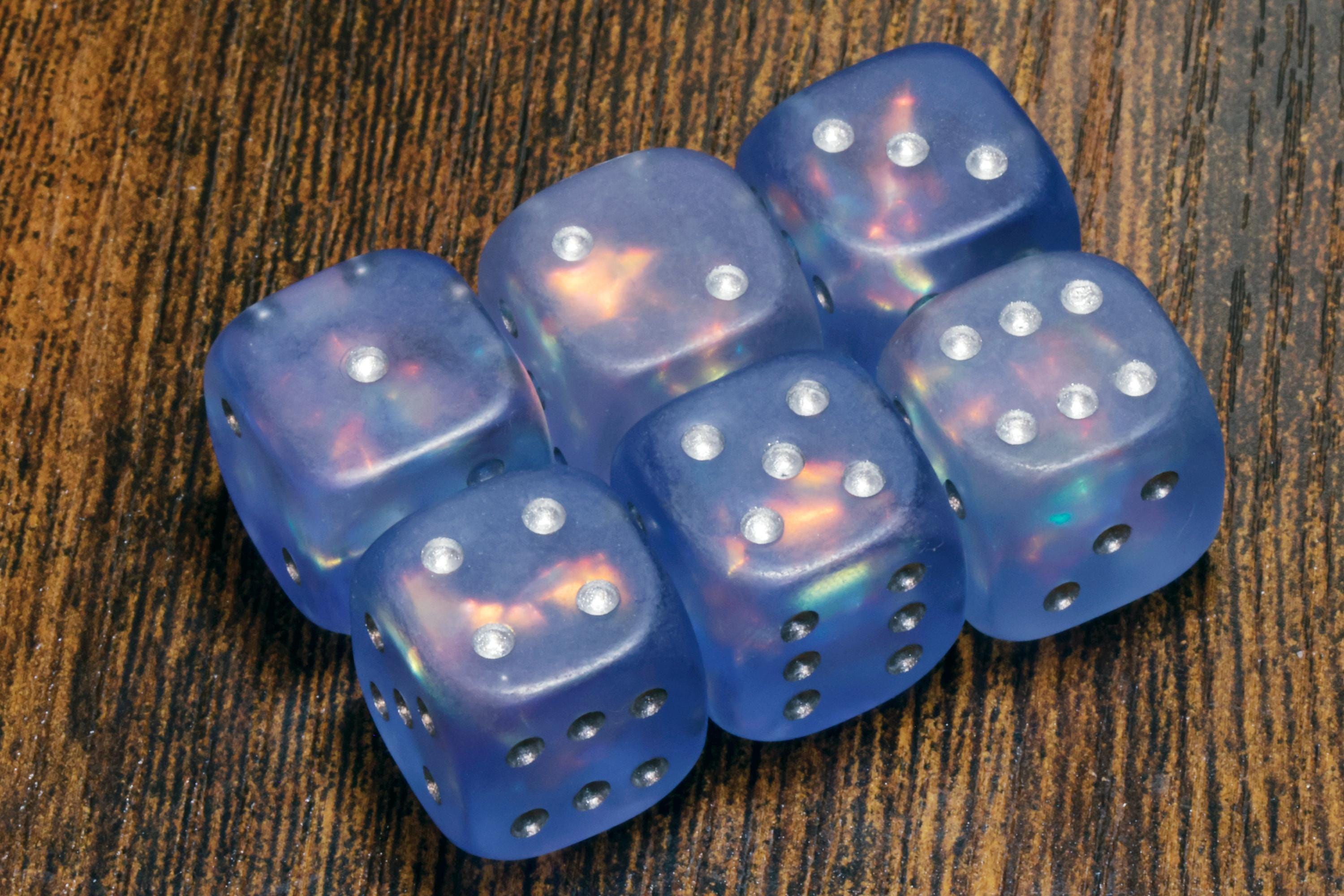 Frost Faerie Opal Pip D6 Dice Set - Frosted Blue