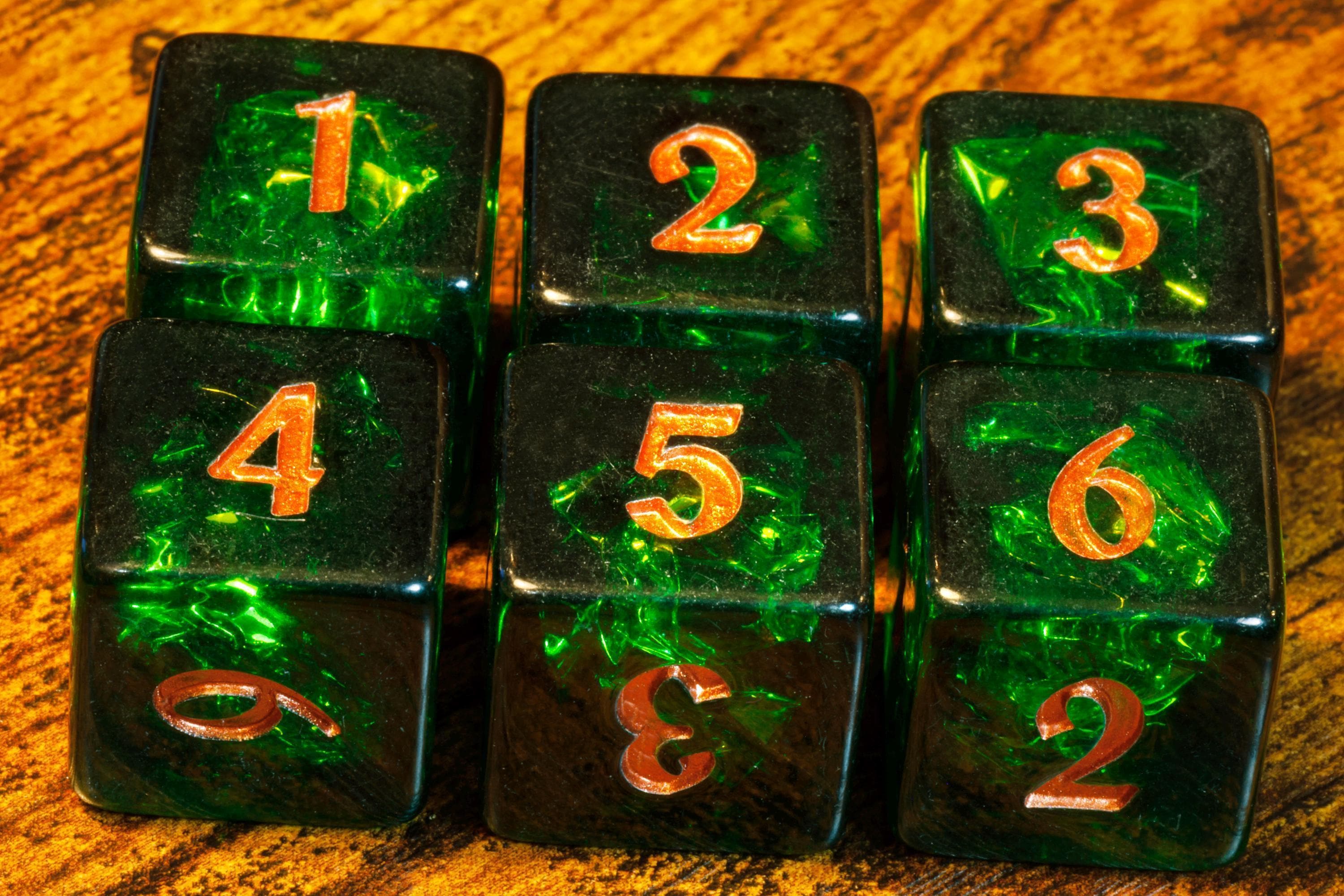 Verdant Opal D6 dice