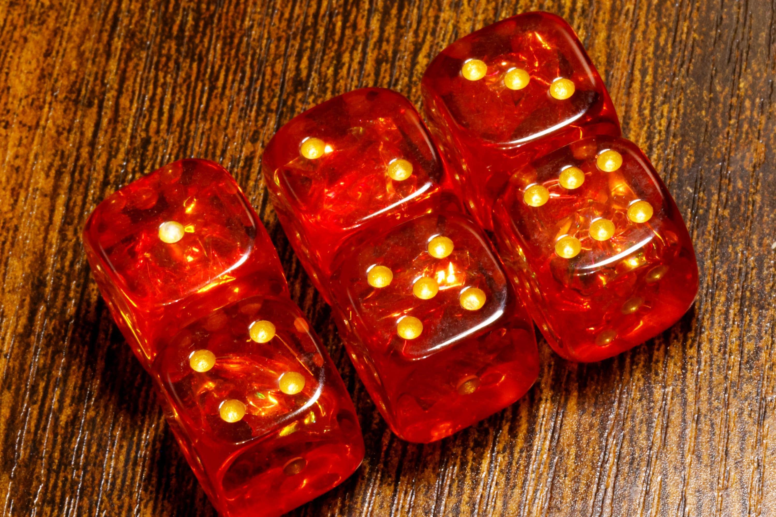 Fire Opal Pip D6 Dice Set - Red Holographic