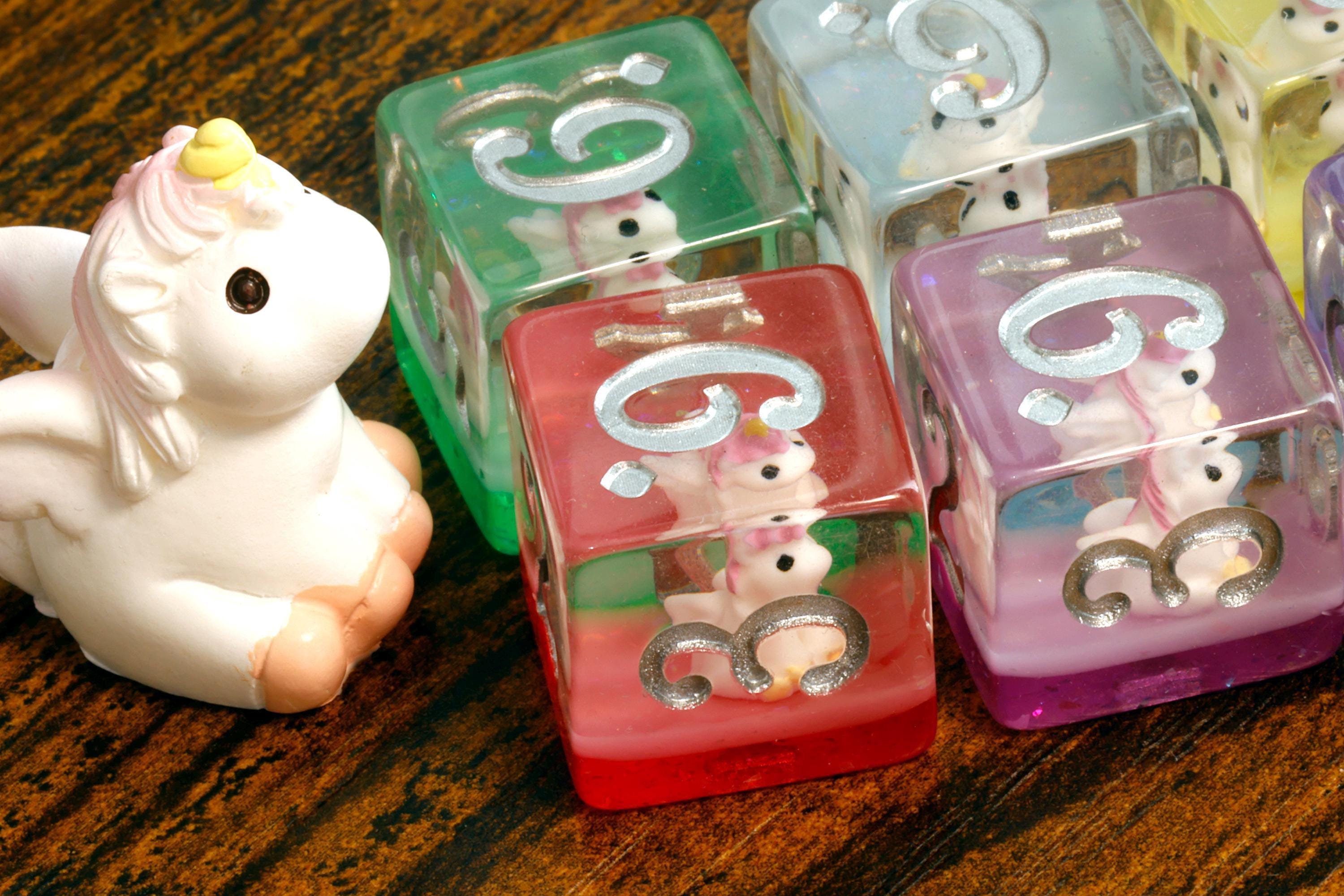 Rainbow Unicorn D6 dice