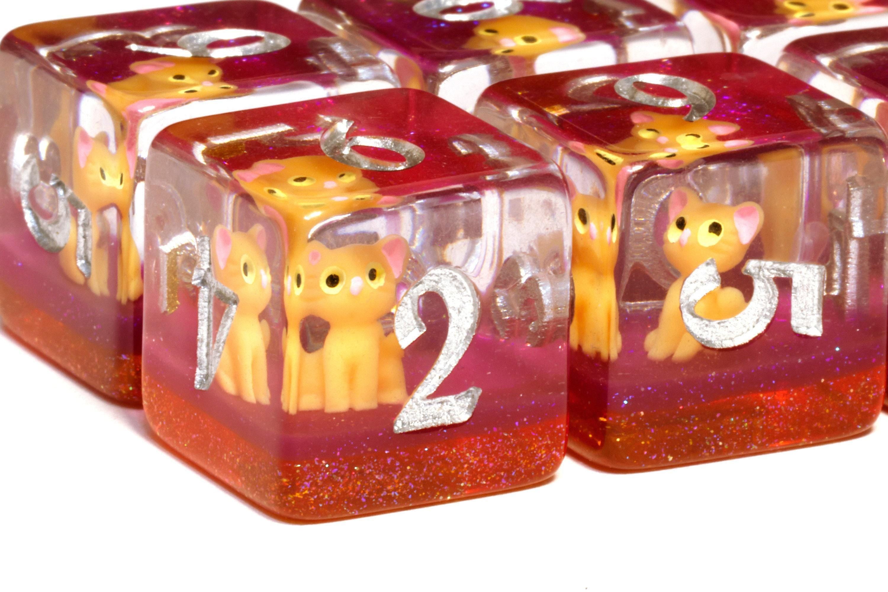 Orange Tabby D6 Dice Set - Orange Cat