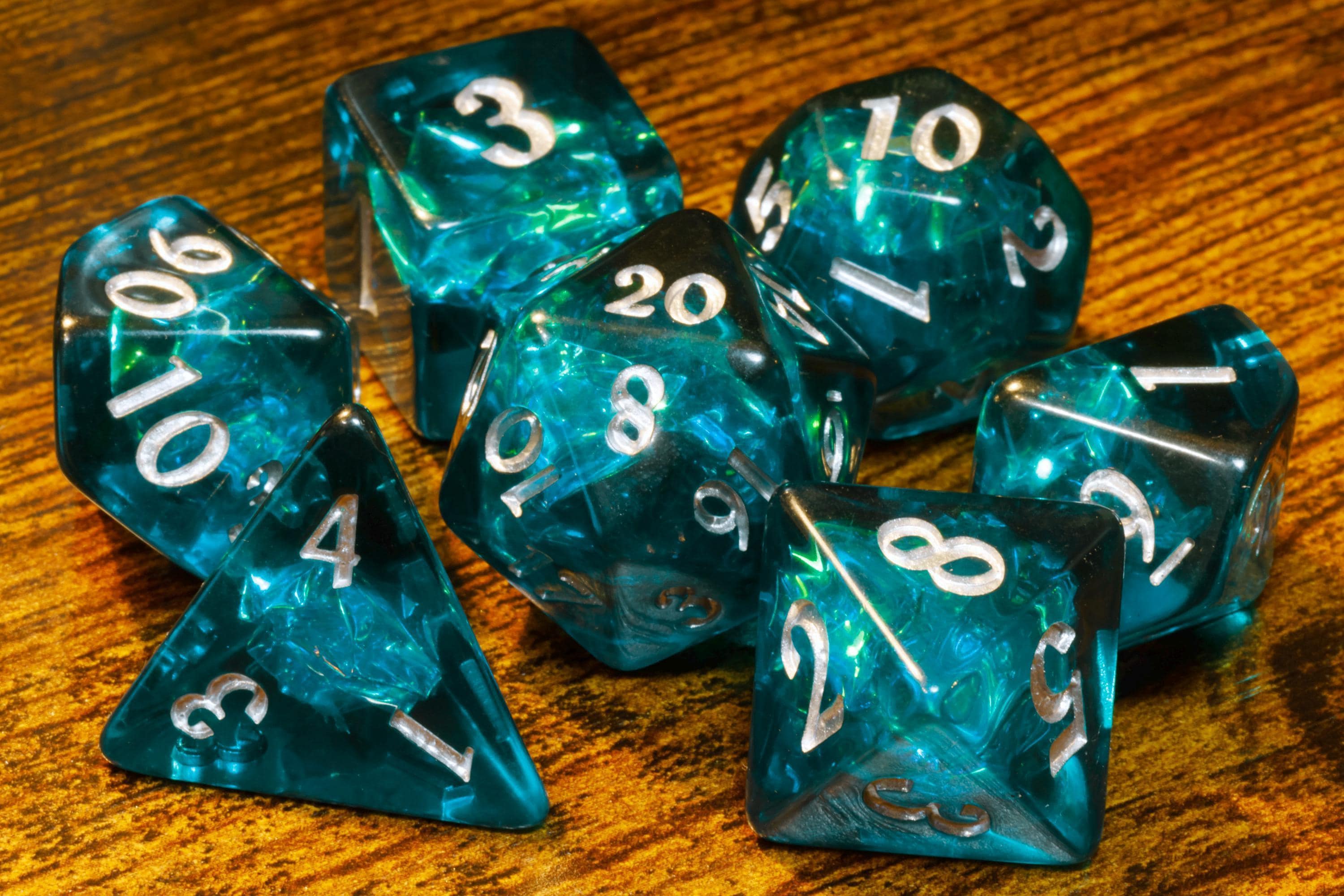 Abyssal Opal Dice Set - Dark Teal Holographic