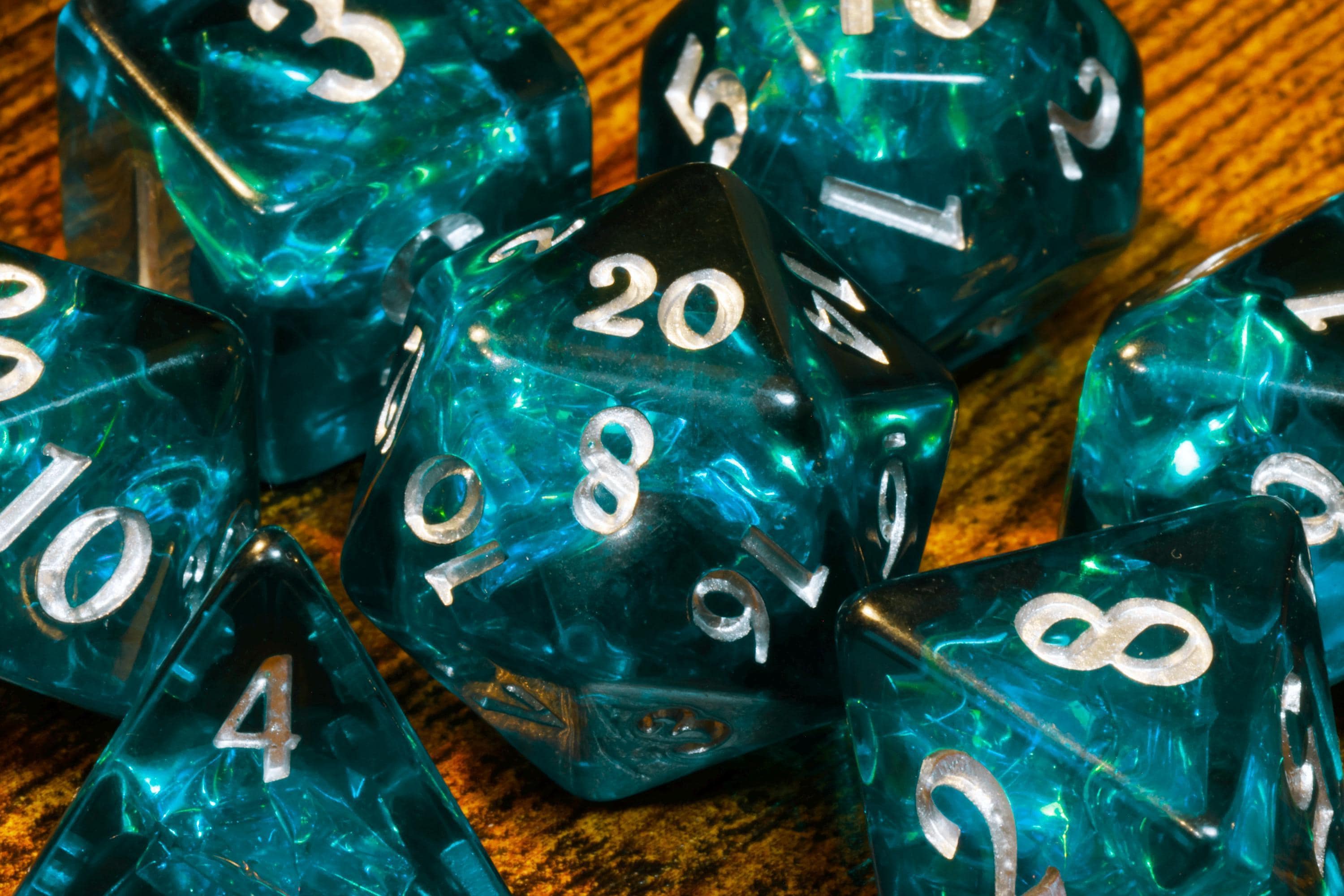 Abyssal Opal Dice Set - Dark Teal Holographic