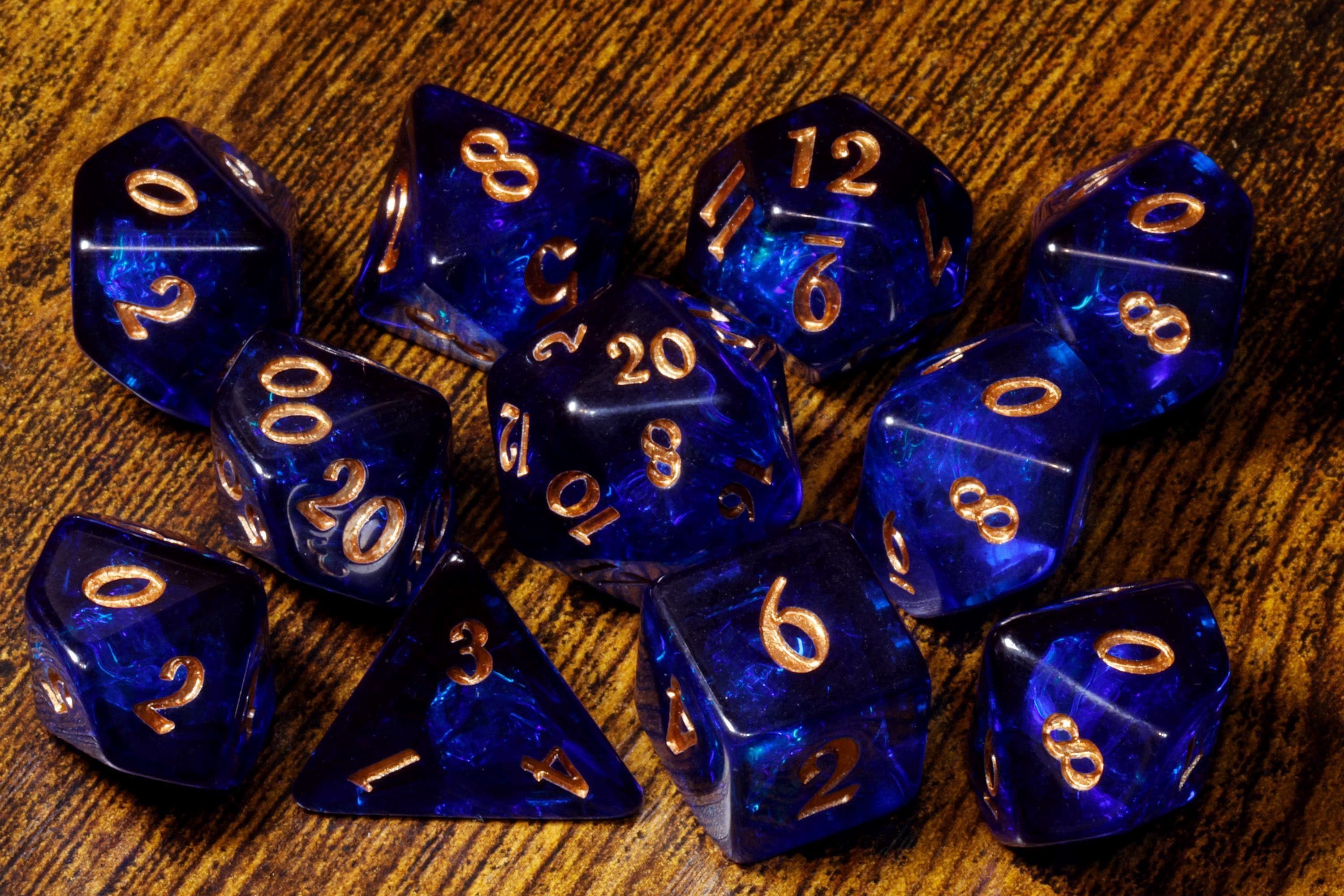 Cobalt Opal Dice Set - Dark Blue Holographic