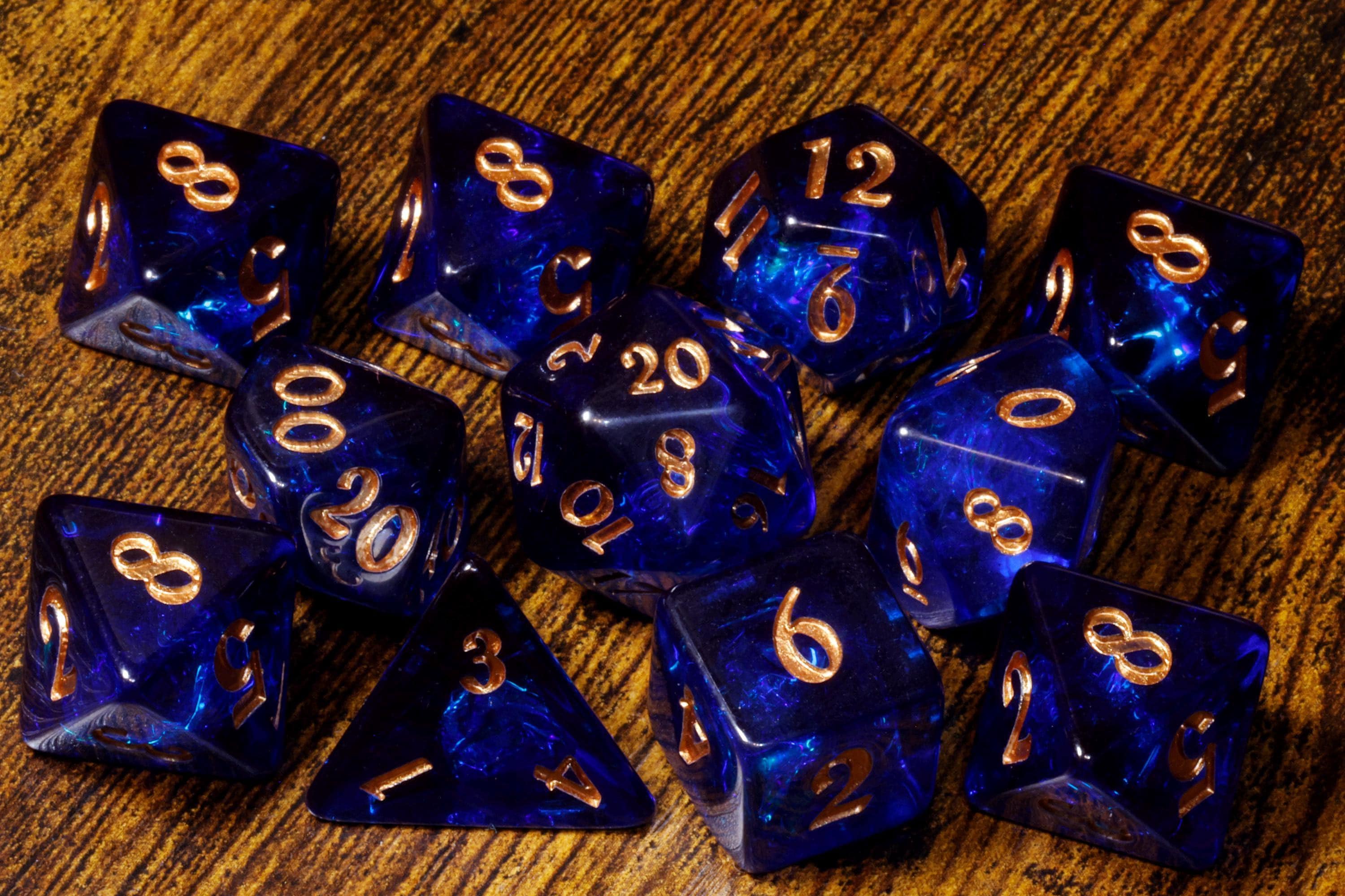 Cobalt Opal Dice Set - Dark Blue Holographic