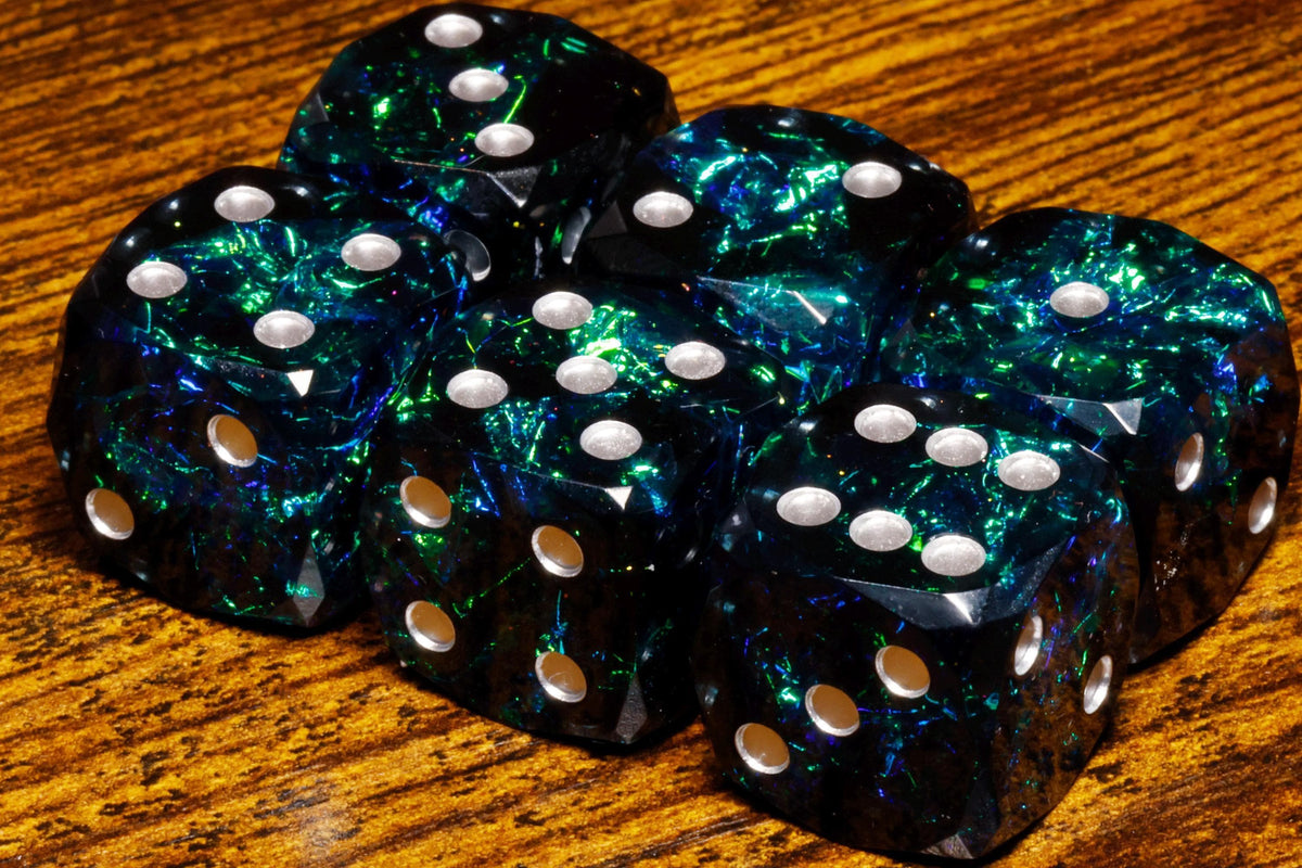 Void Opal Six-Sided PIP Dice – Dark Sharp Edge with Holographic Foil – photo 1