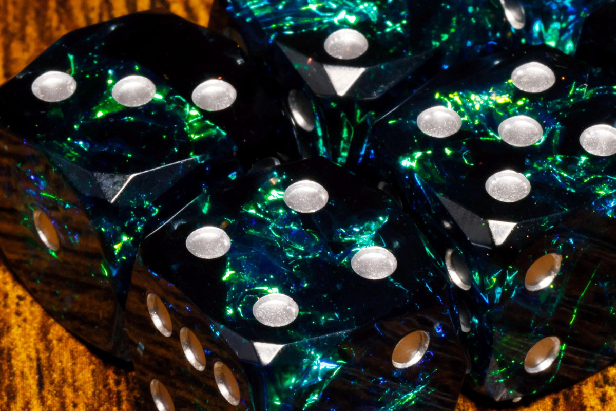 Void Opal Six-Sided PIP Dice – Dark Sharp Edge with Holographic Foil – photo 2