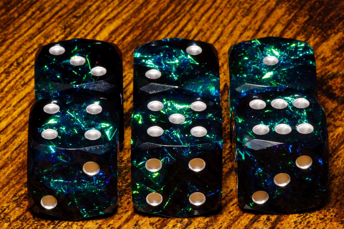 Void Opal Six-Sided PIP Dice – Dark Sharp Edge with Holographic Foil – photo 3