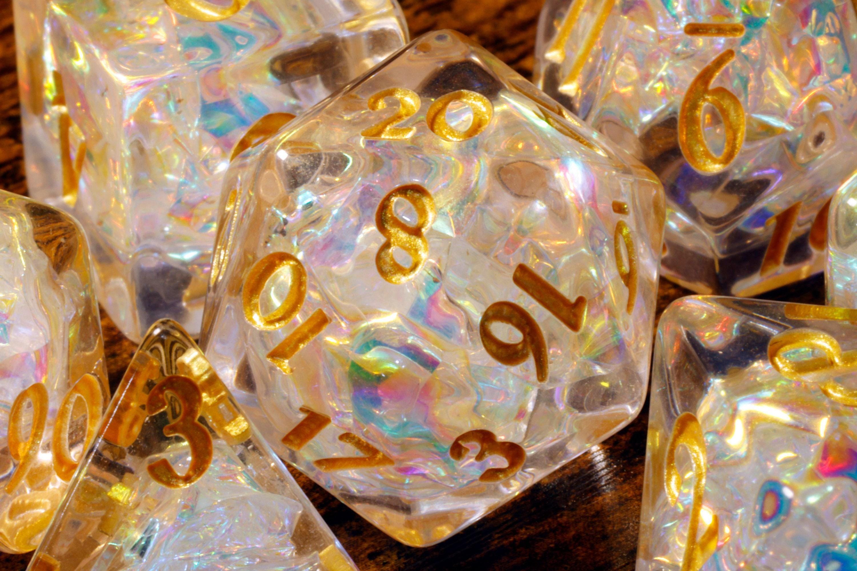 Sacred Opal Dice Set - Clear Holographic