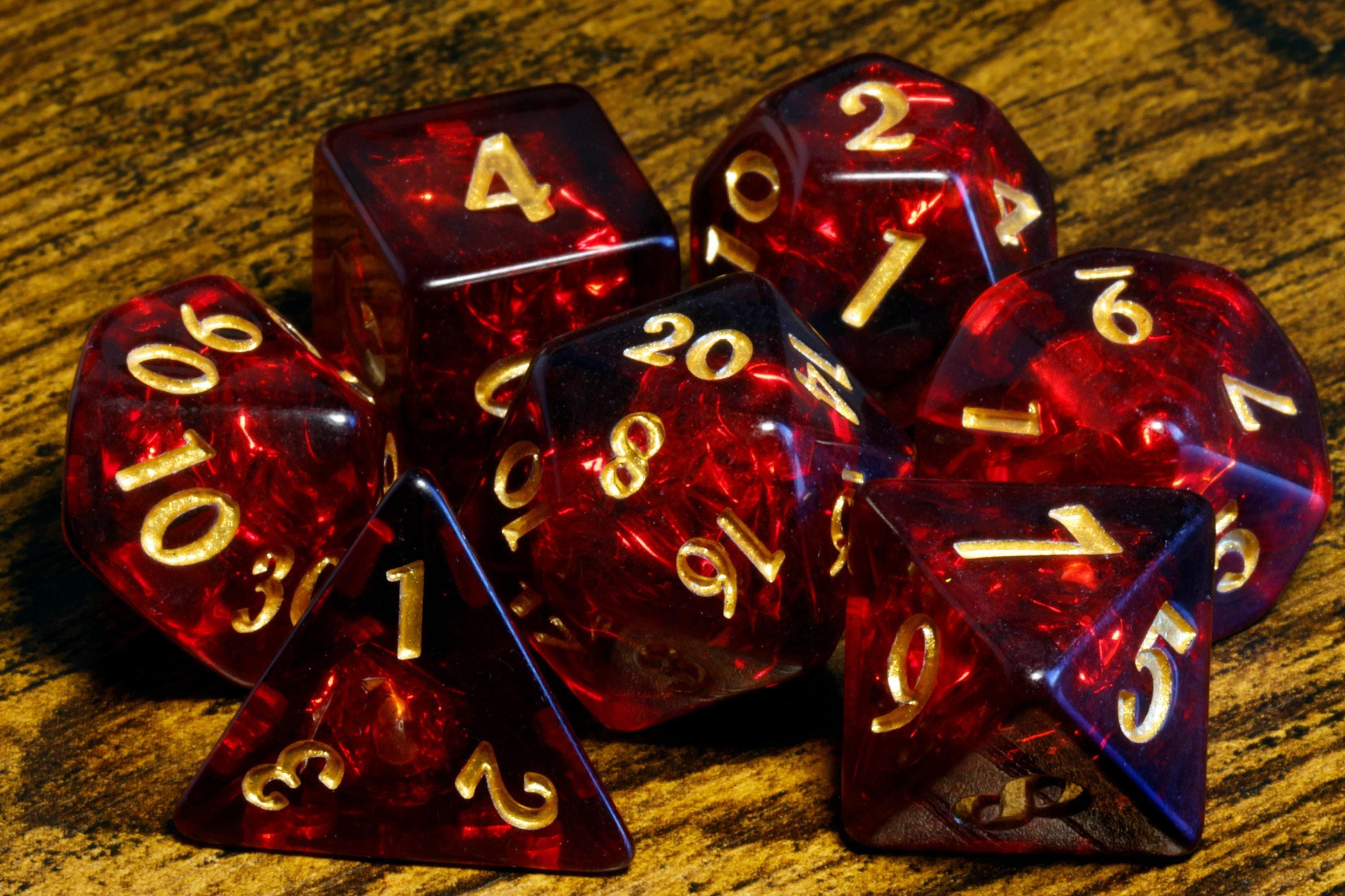 Cherry Opal Dice Set - Dark Red Holographic