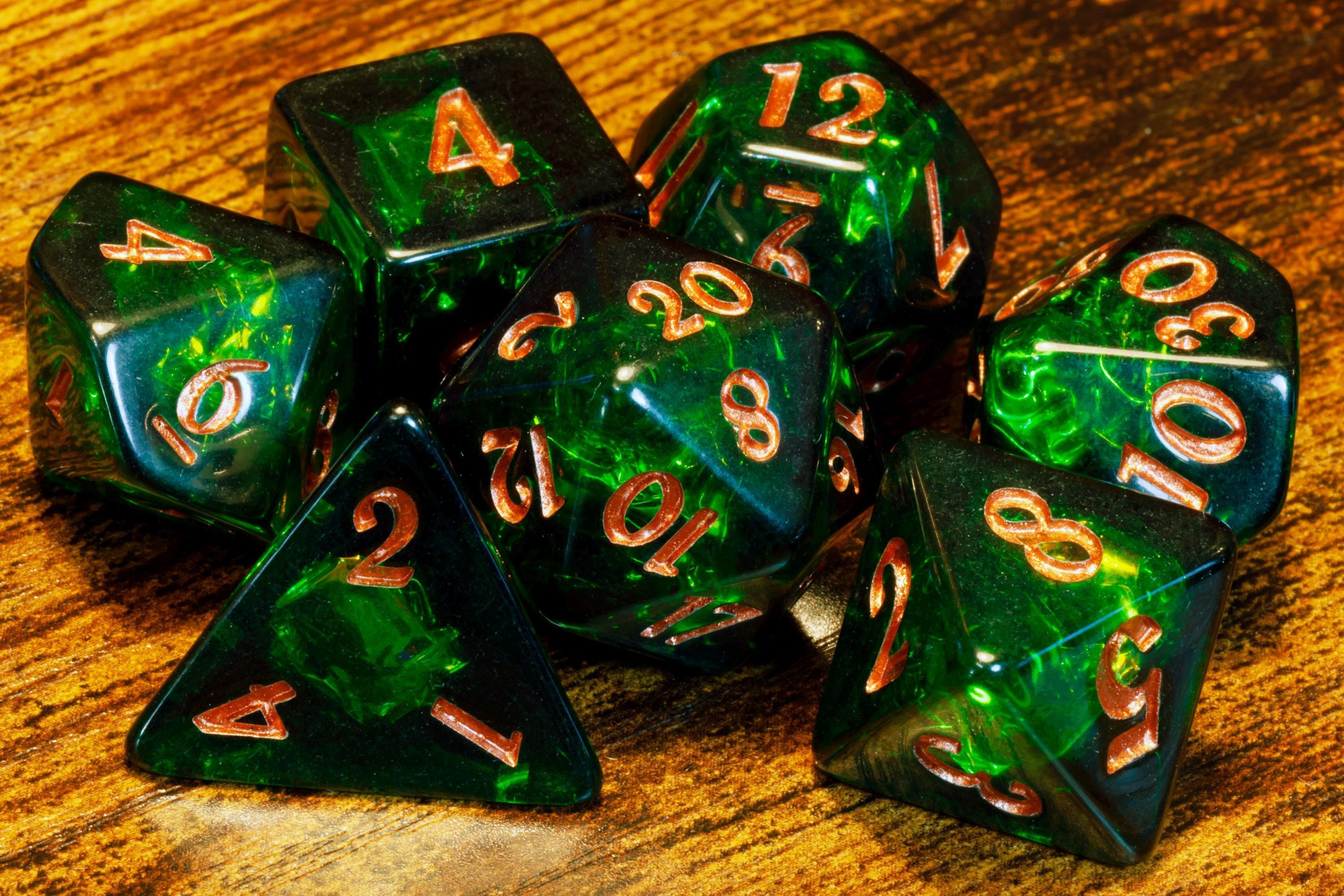 Verdant Opal Dice Set - Dark Green Holographic