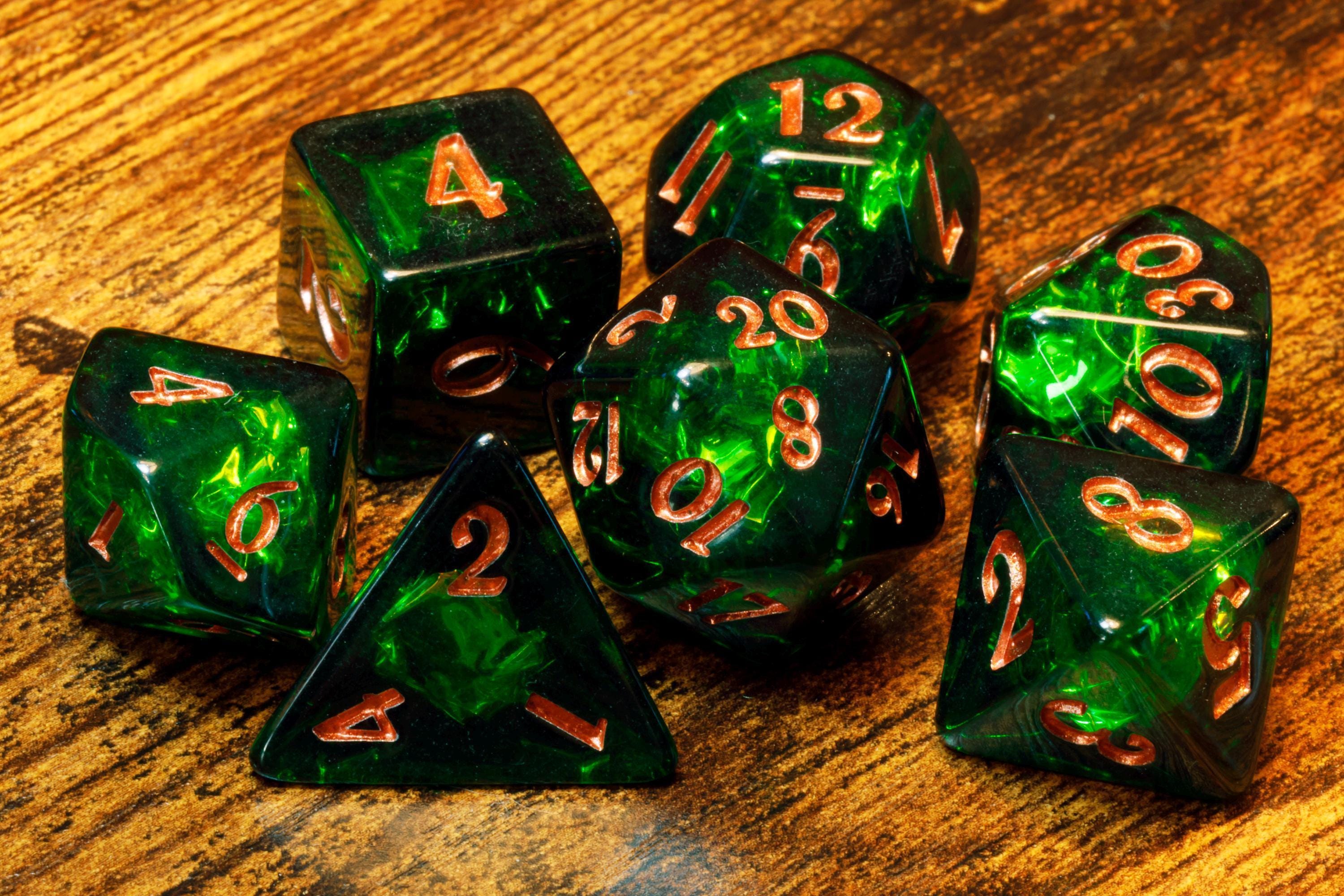 Verdant Opal Dice Set - Dark Green Holographic