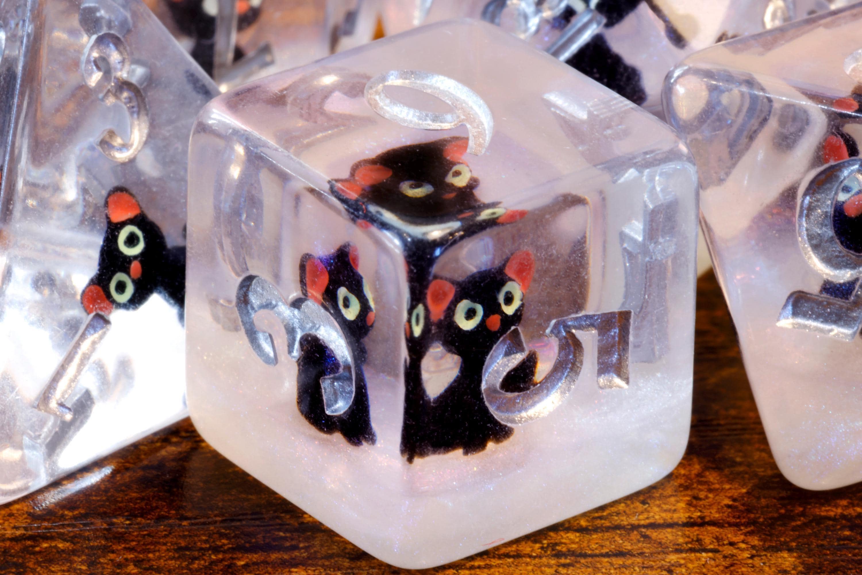 Black Cat Dice Set white layer