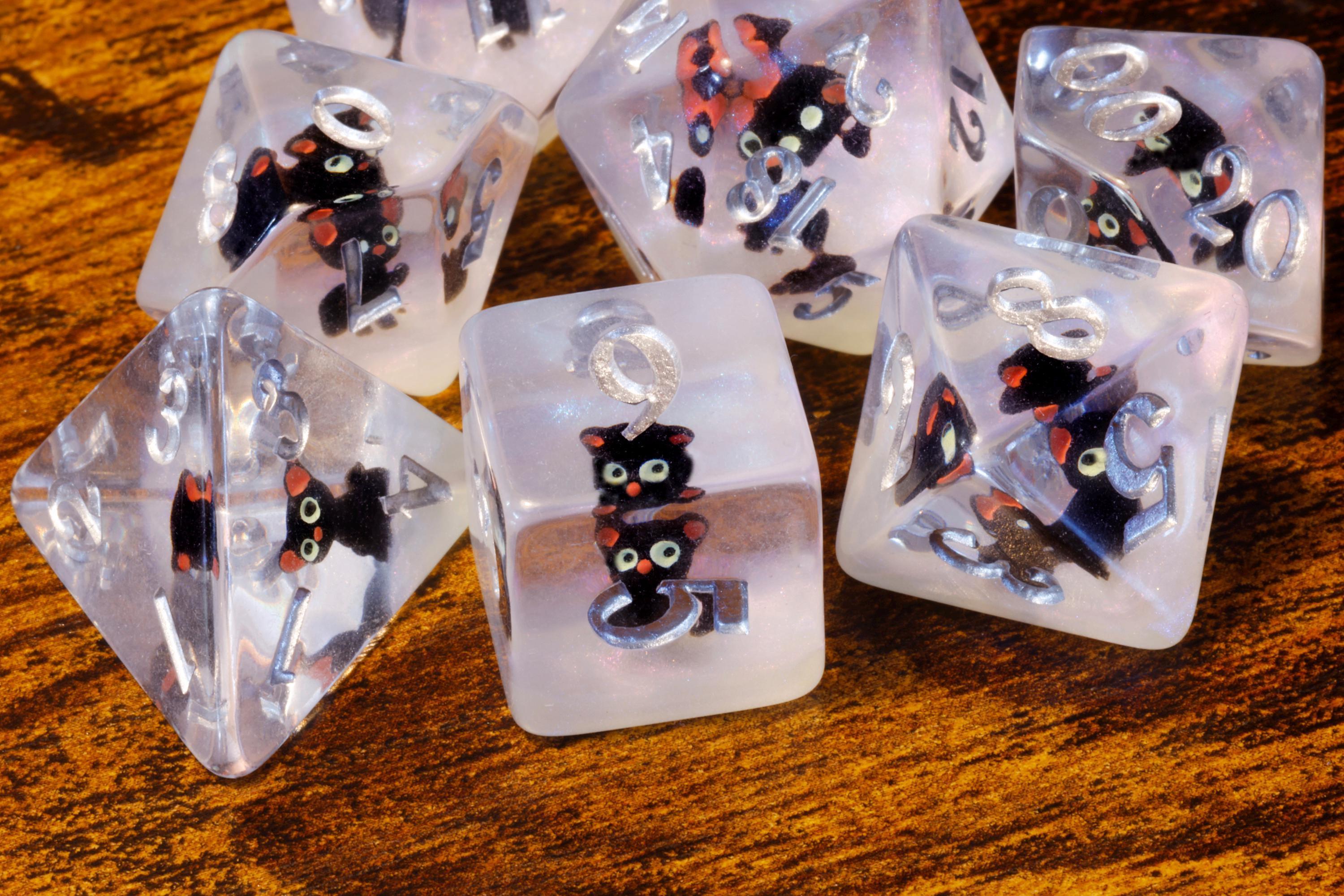 Black Cat Dice Set white layer