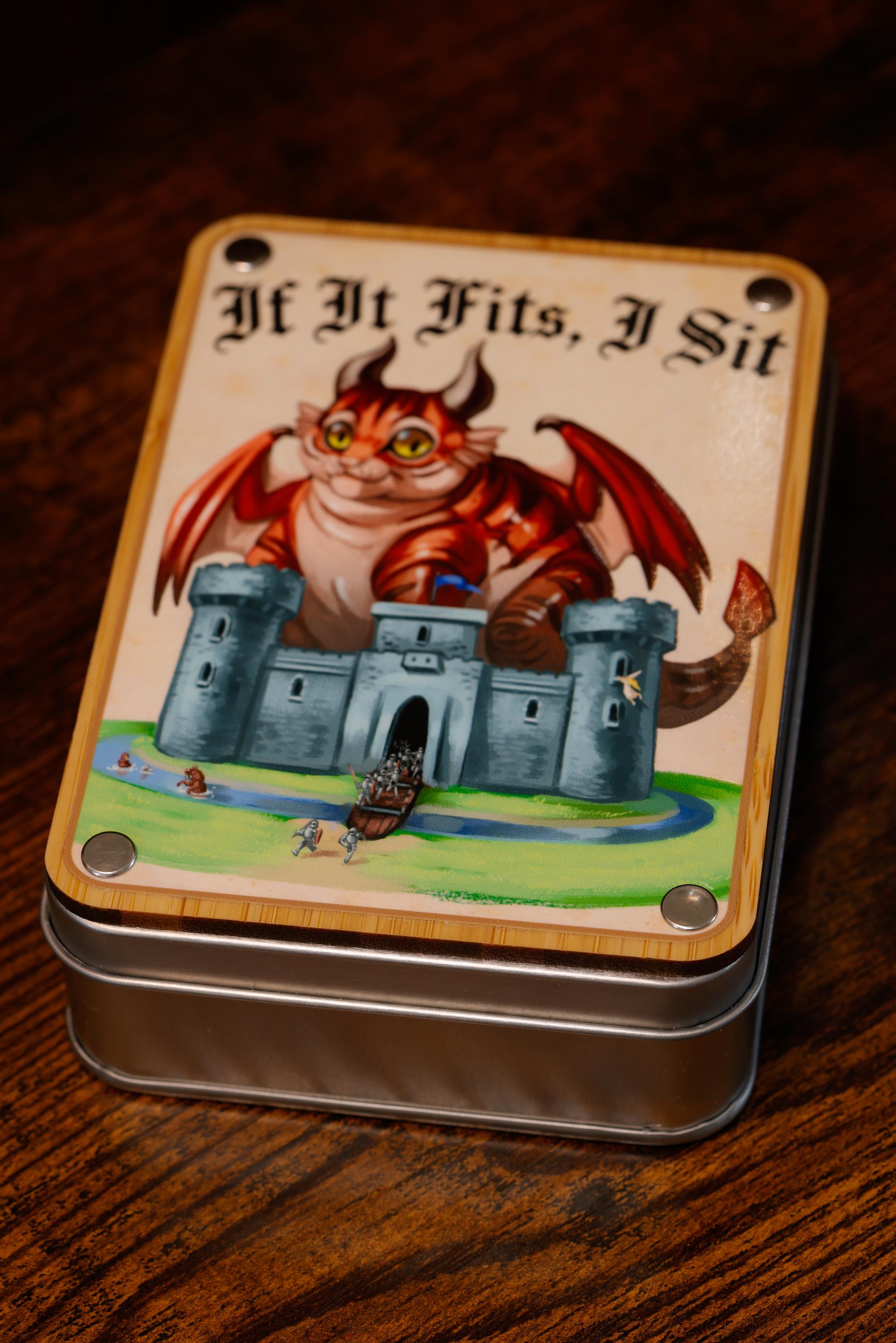 If It Fits I Sit Orange Tabby Dice Box
