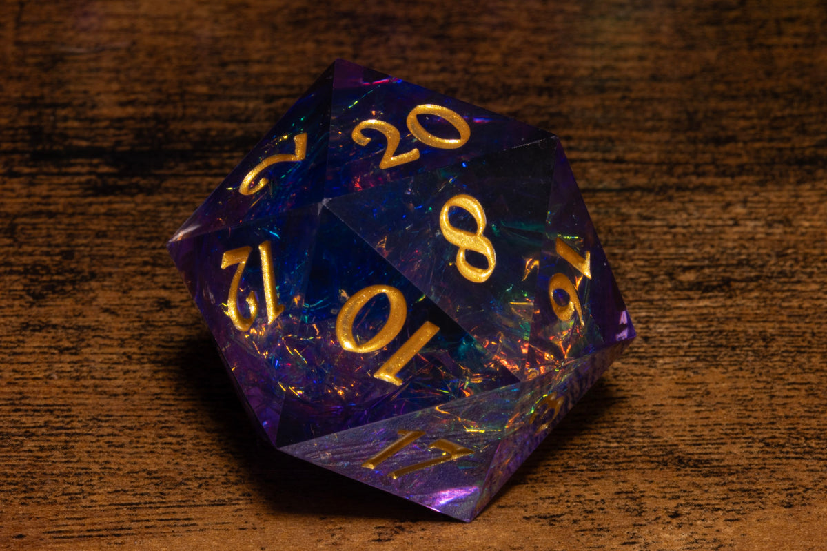 Sacred Amethyst Oversized D20 – Extra Large D20 – Sharp Edge Resin Dice – photo 4