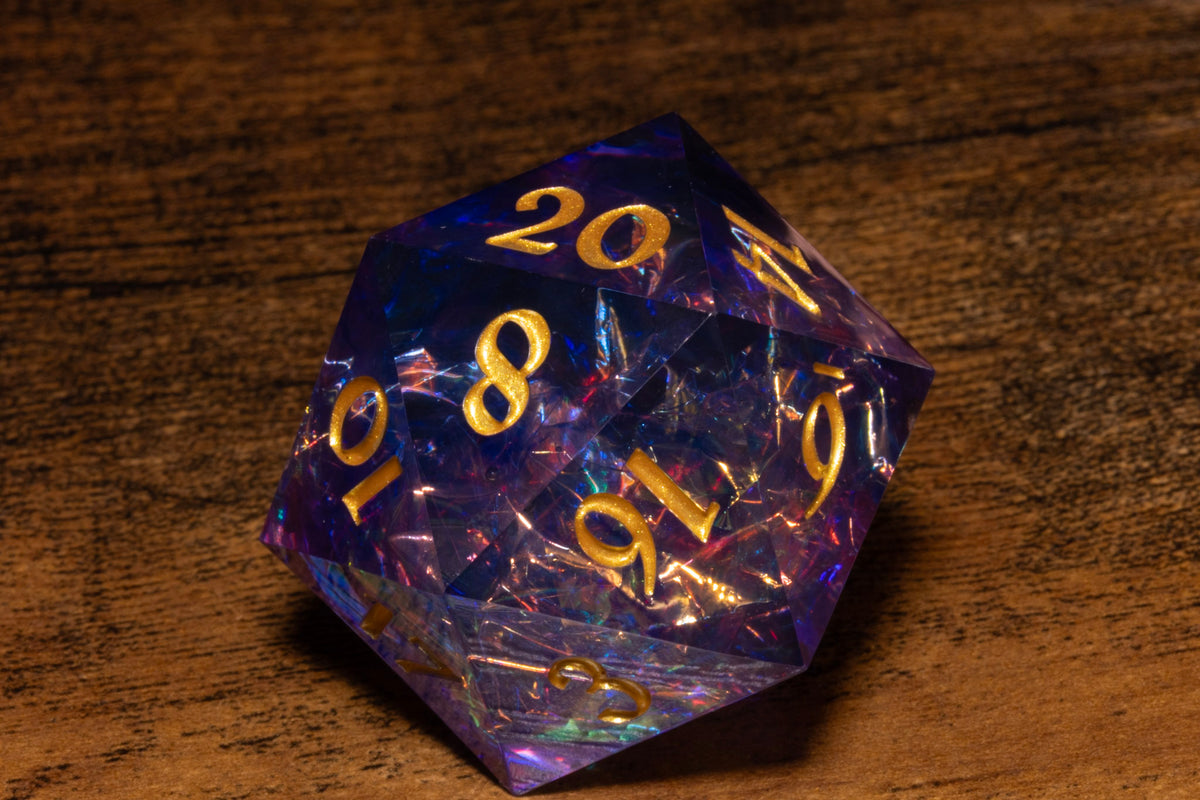 Sacred Amethyst Oversized D20 – Extra Large D20 – Sharp Edge Resin Dice – photo 5