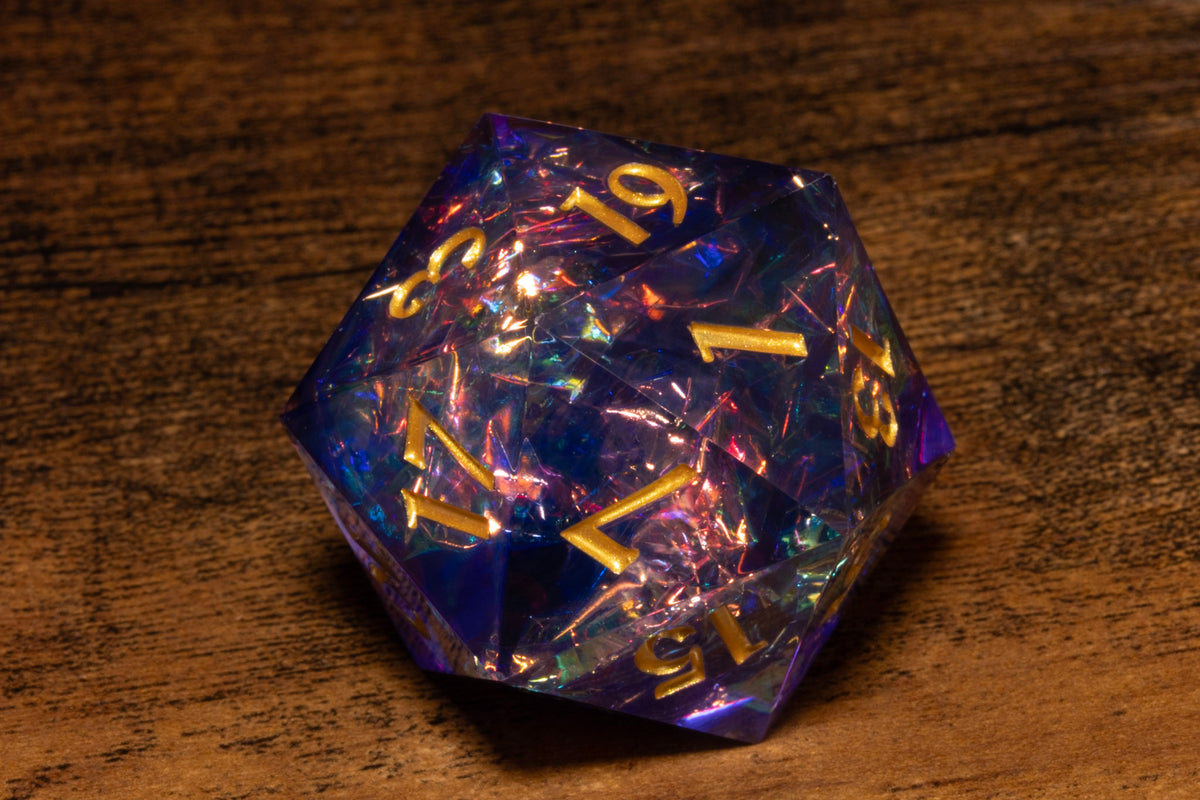 Sacred Amethyst Oversized D20 – Extra Large D20 – Sharp Edge Resin Dice – photo 6