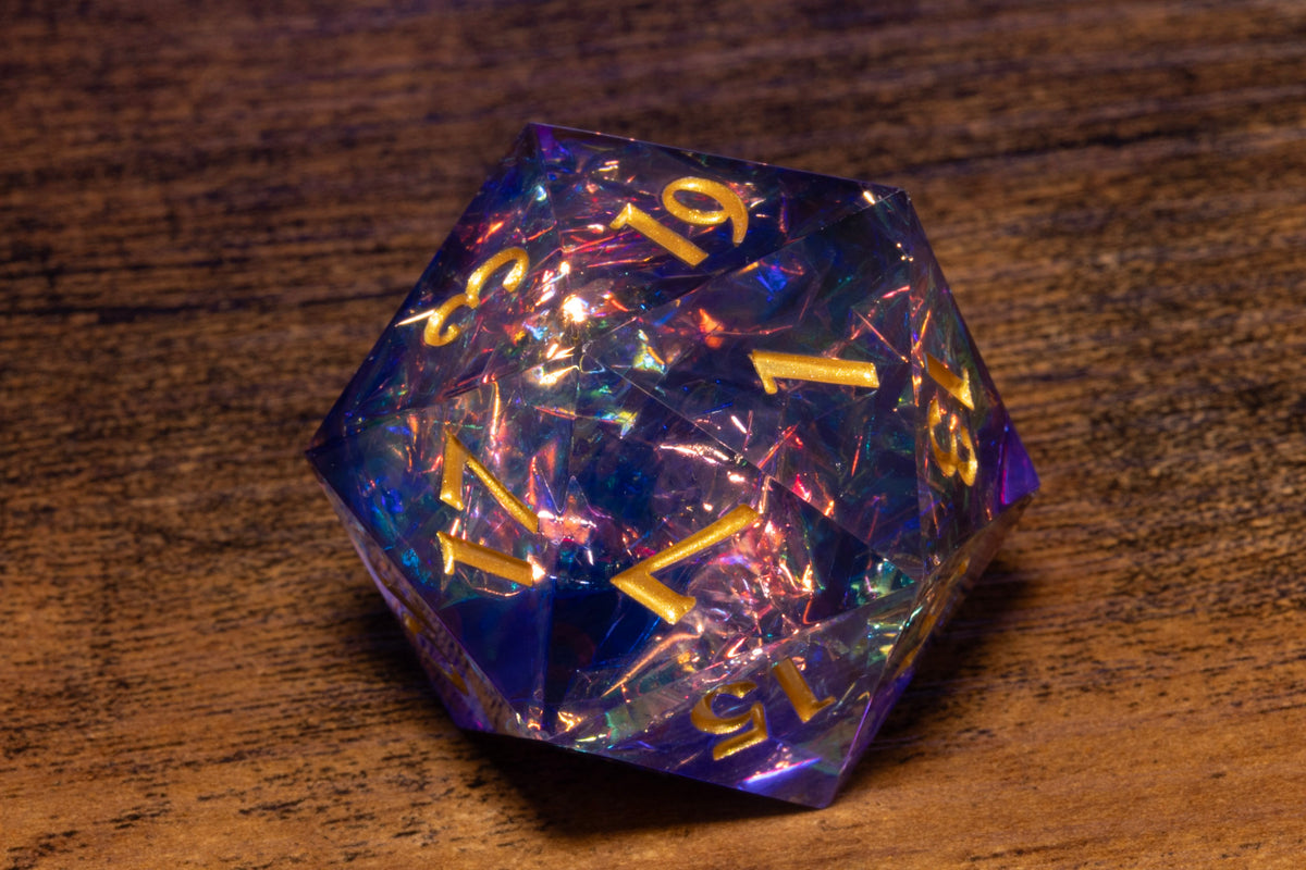 Sacred Amethyst Oversized D20 – Extra Large D20 – Sharp Edge Resin Dice – photo 7