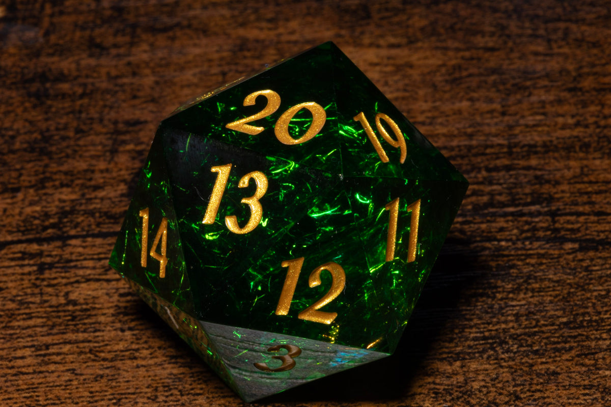 Sacred Emerald Countdown D20 Life Counter – Emerald Green with Gold Numbers – photo 2
