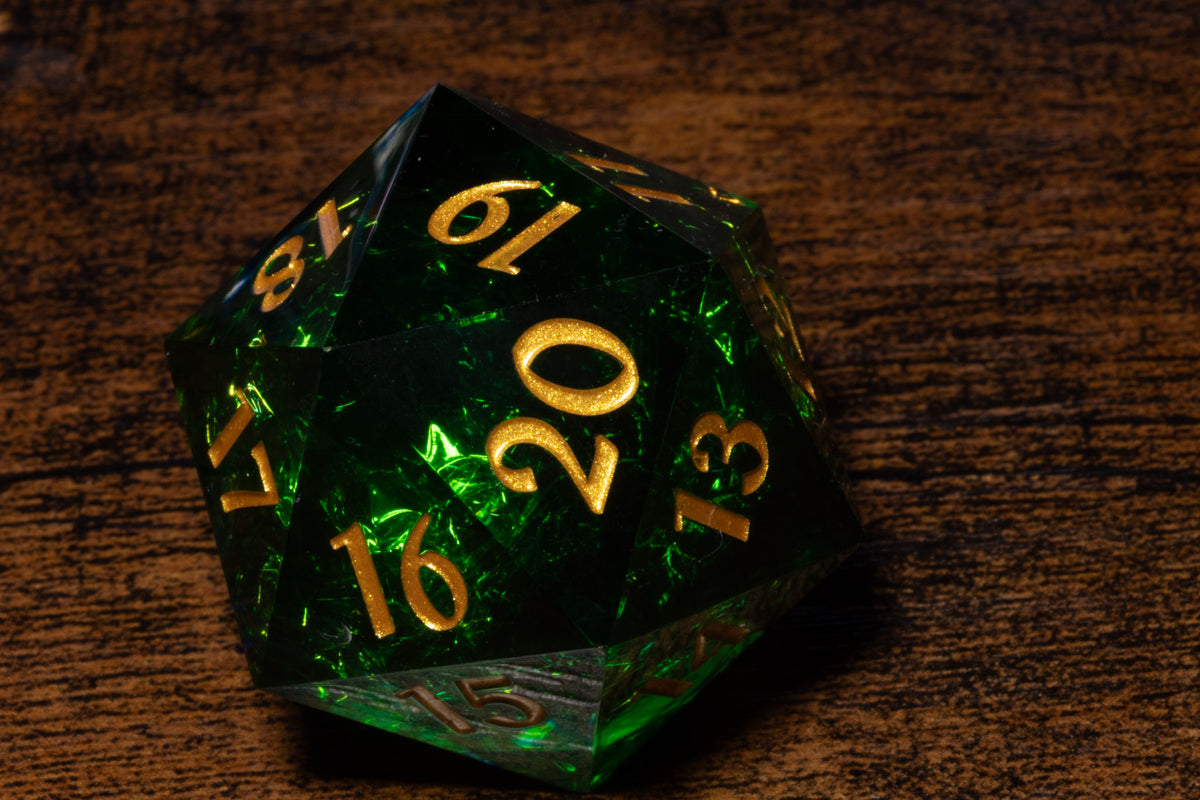 Sacred Emerald Countdown D20 Life Counter – Emerald Green with Gold Numbers – photo 3