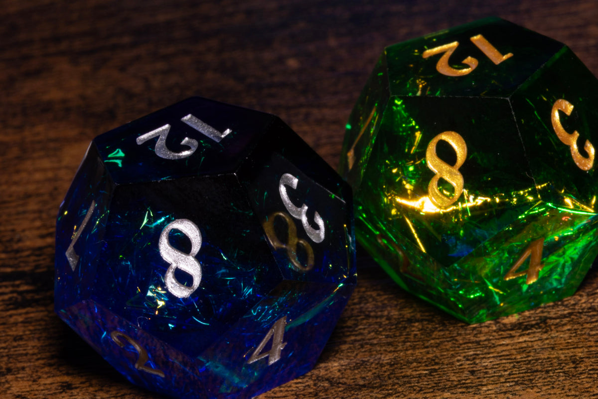 Sacred Sapphire & Emerald Hope & Fear D12 Set – Sharp-Edge Resin Duality Dice for Daggerheart – photo 4