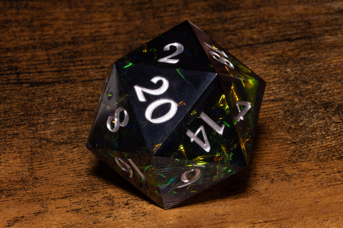 Shadow Opal Oversized D20 – Extra Large D20 – Sharp Edge Resin Dice – photo 2