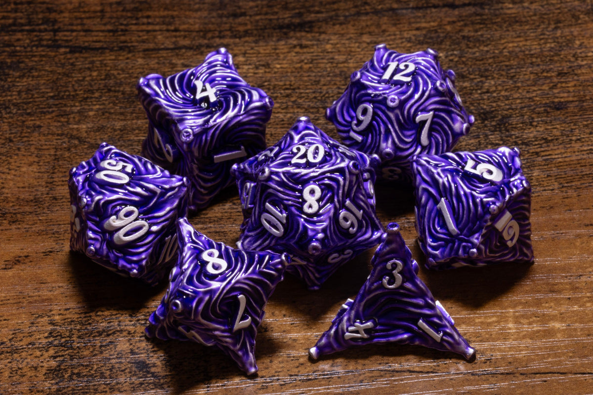Vortex 7-Piece Metal Dice Set – Purple with White Numbers – photo 1