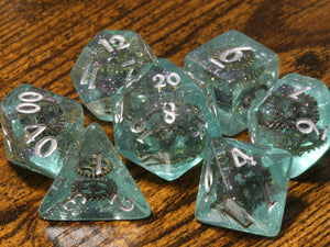 Sunken Artifact  - Dice with gears - Silver Font - The Wizard's Vault