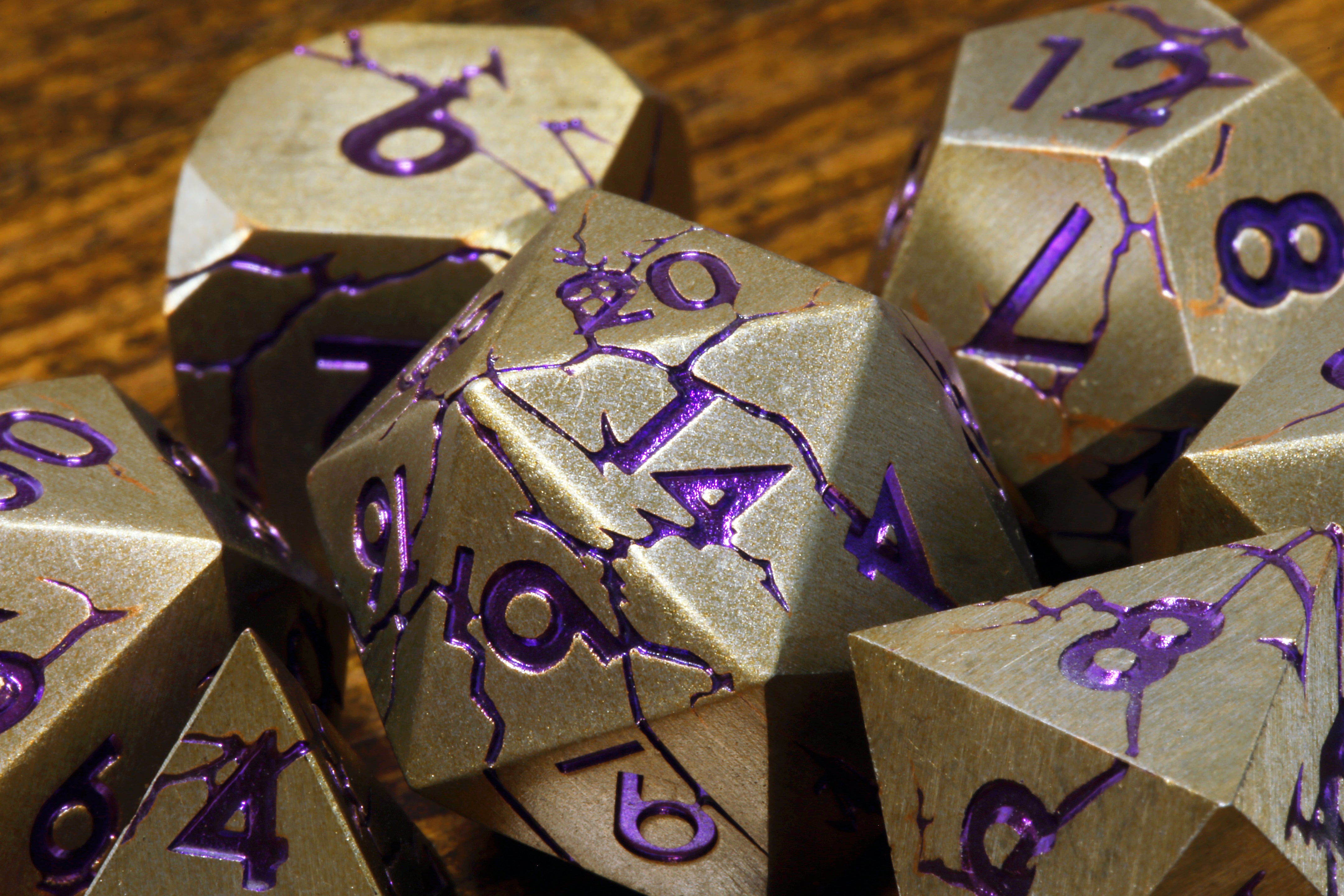 Eldritch Lair - Antique gold with cracked stone effect and purple font - The Wizard's Vault