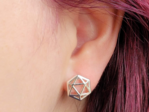 D20 Dice stud earrings gold - The Wizard's Vault