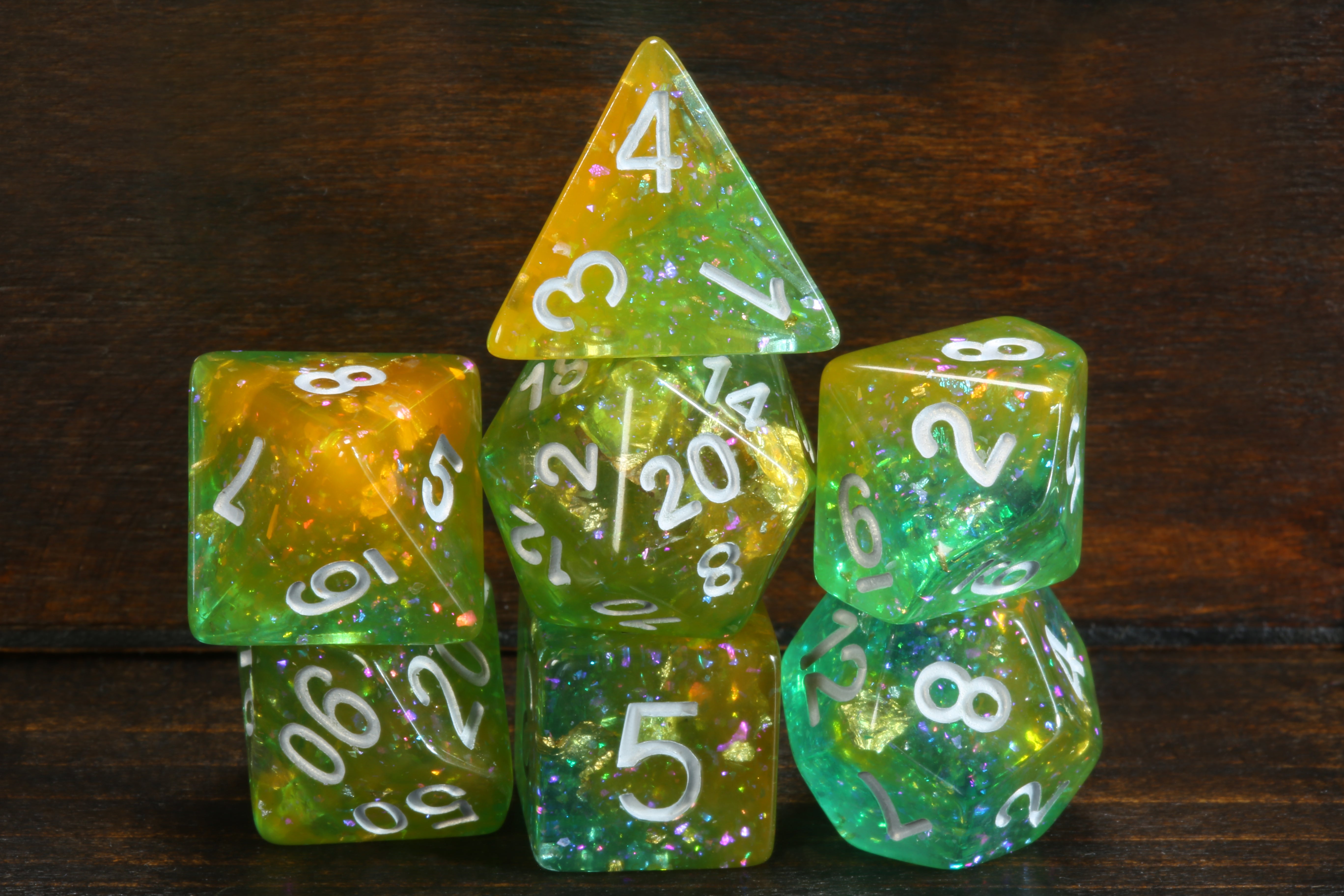 Galactic yellow turquoise dice Set - Limited Edition - The Wizard's Vault