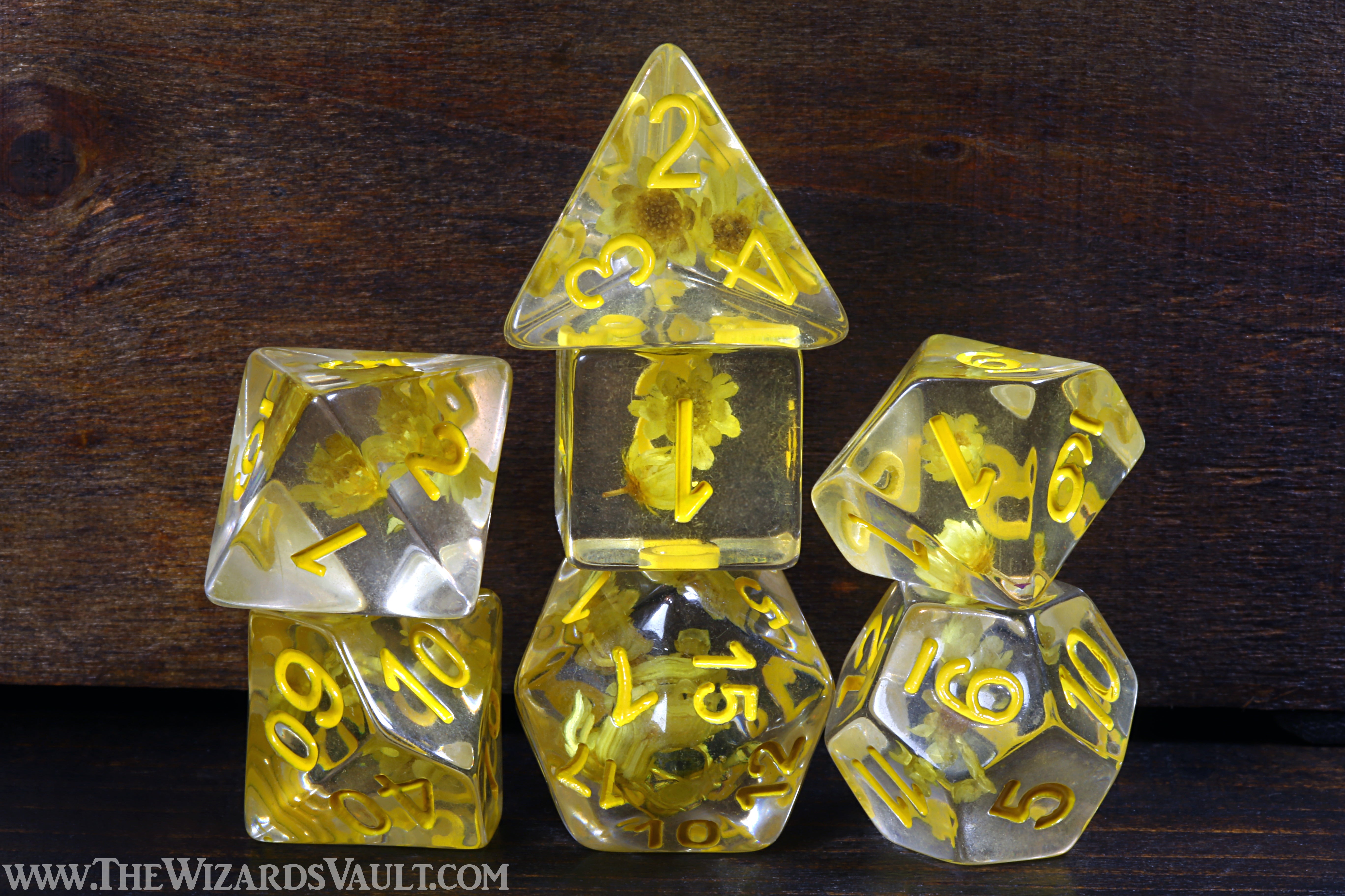 Tiny Yellow Flowers dice set - The Wizard's Vault