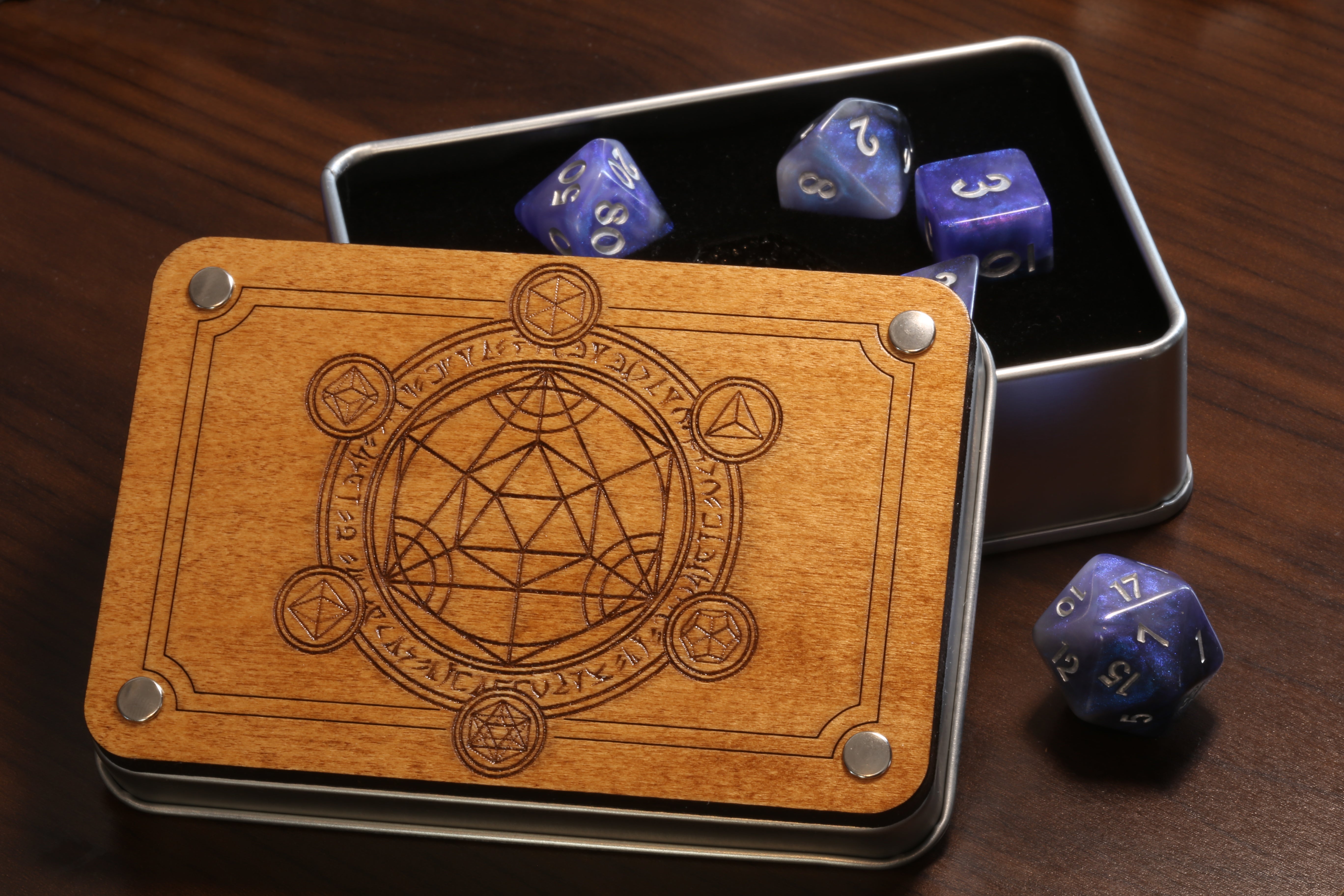Polyhedral Magic Circle box and dice set - The Wizard's Vault