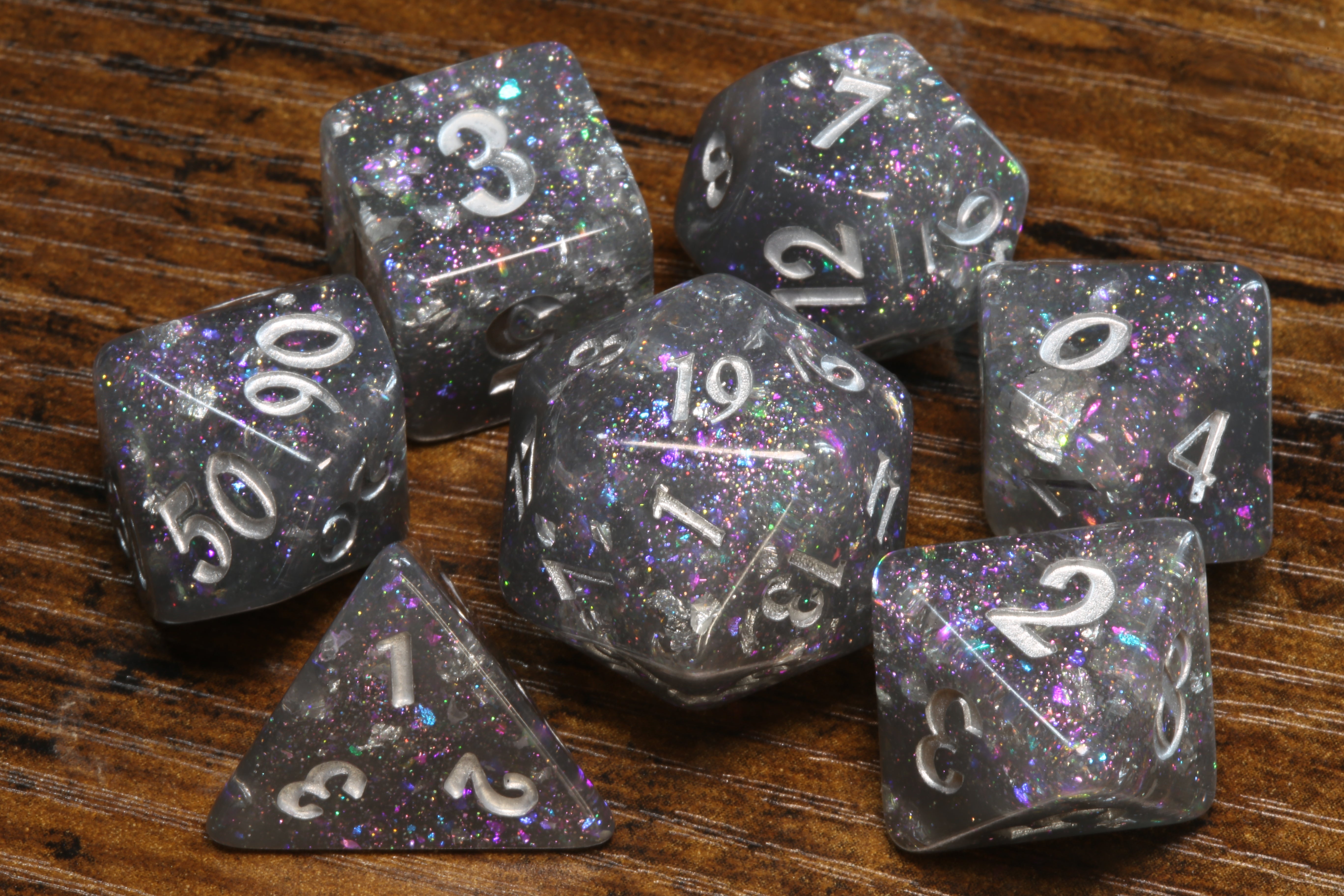 Galactic Storm - Grey Holographic Dice Set - The Wizard's Vault