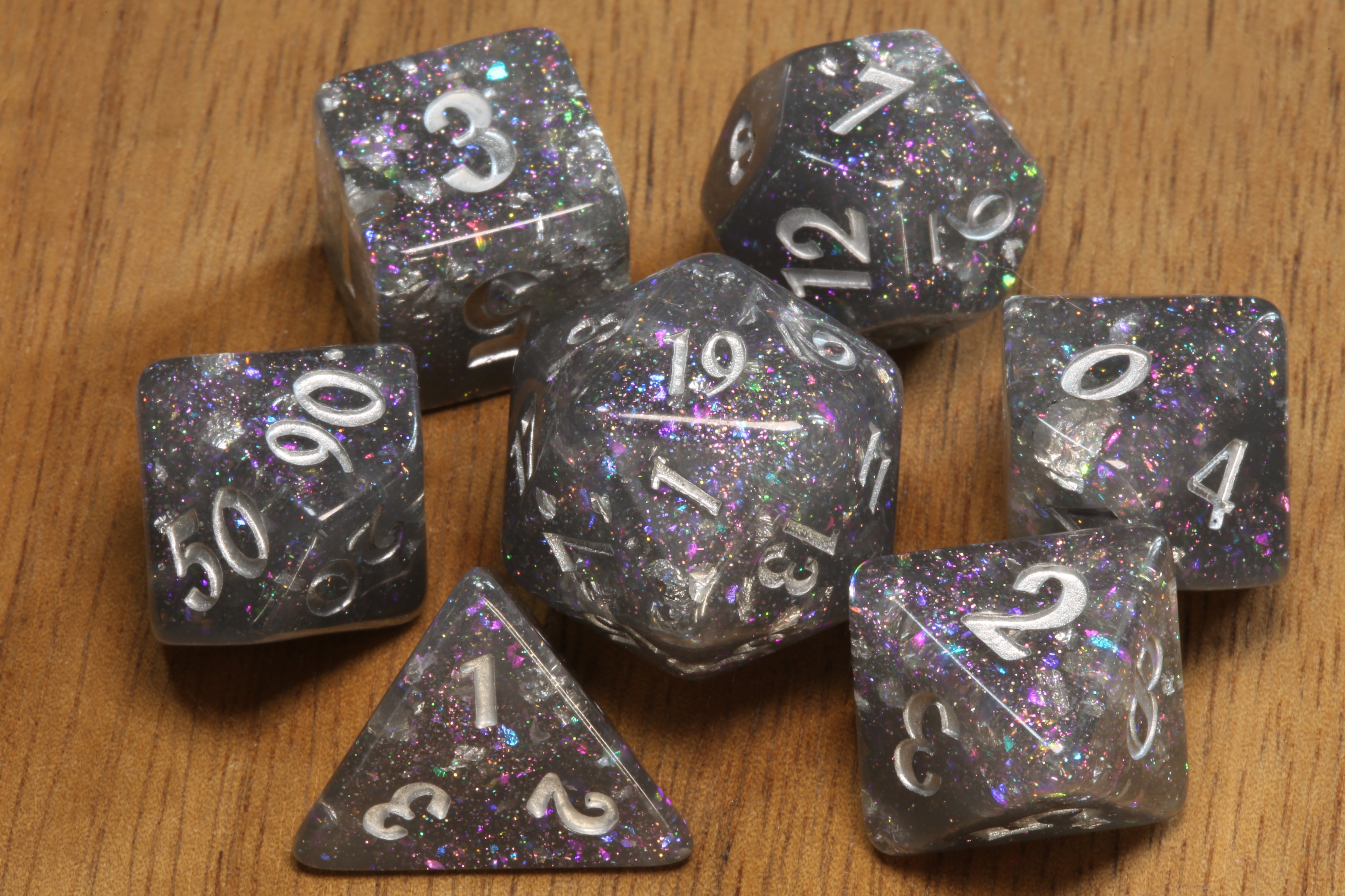 Galactic Storm - Grey Holographic Dice Set - The Wizard's Vault