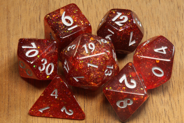 Galactic Magma - Fiery Red Holographic Dice Set - The Wizard's Vault