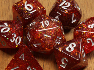 Galactic Magma - Fiery Red Holographic Dice Set - The Wizard's Vault