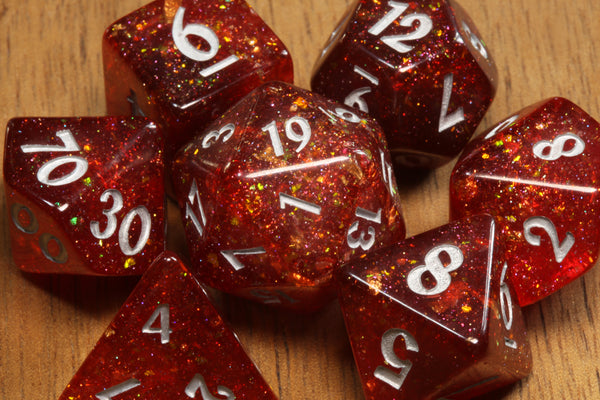 Galactic Magma - Fiery Red Holographic Dice Set - The Wizard's Vault