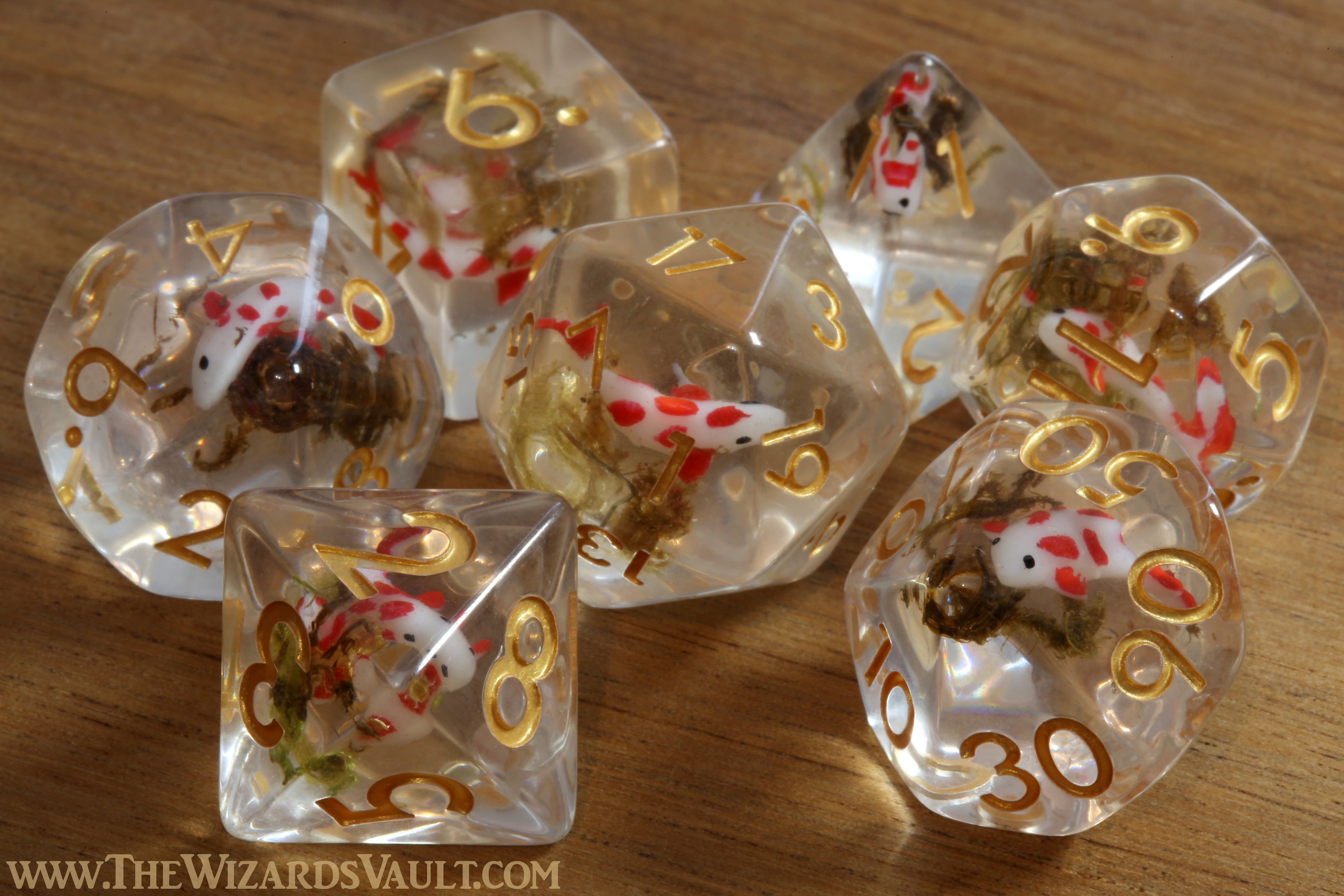 Koi pond dice set - Small fish and moss - The Wizard's Vault