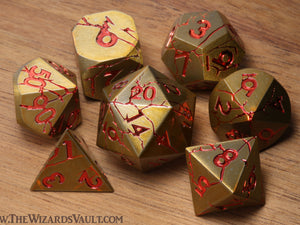 Volcanic Lair - Antique gold with craked stone effect and red font - The Wizard's Vault
