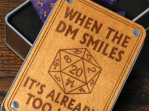 When the DM Smiles metal box and dice - The Wizard's Vault