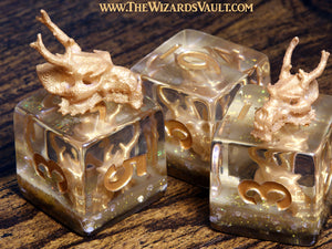 1 Gold Dragon Skull Large D6 20mm - The Wizard's Vault