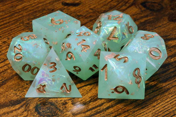 Green Faerie box with Elven Moon Vow Dice Set - The Wizard's Vault